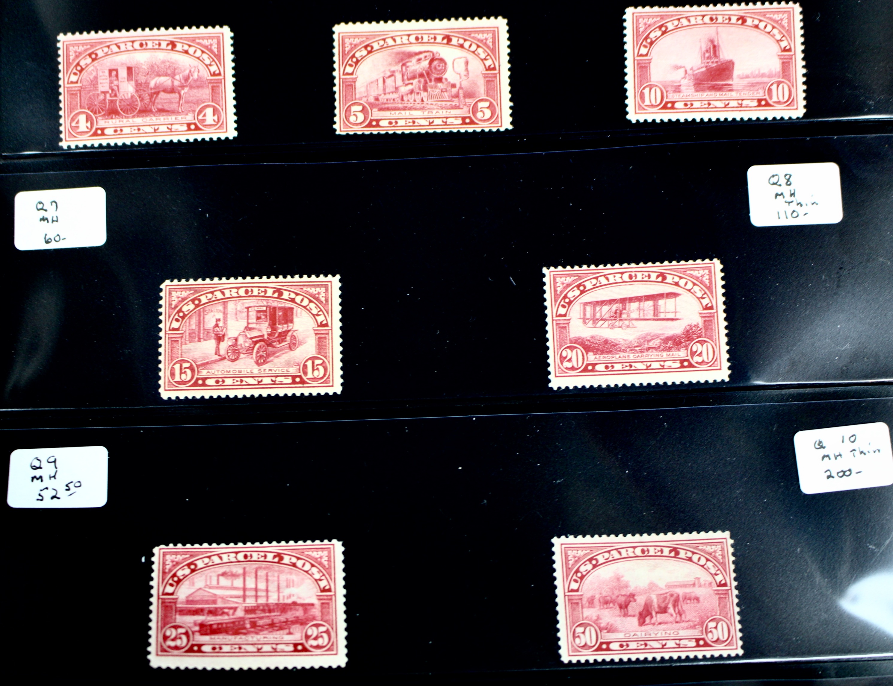 Complete Mint Condition Set of Parcel Post Stamps, Q1 to Q12