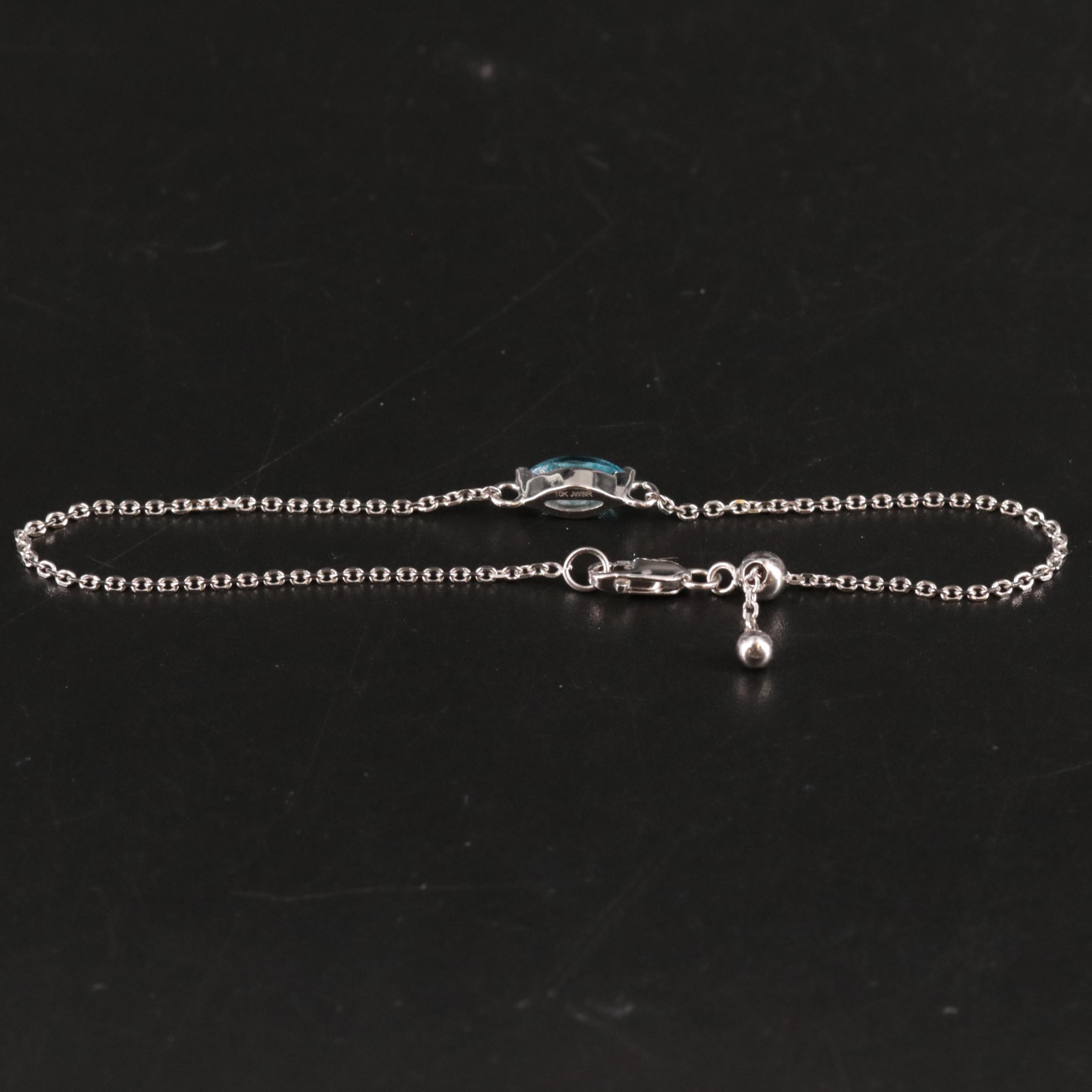 10K Topaz Adjustable Chain Bracelet