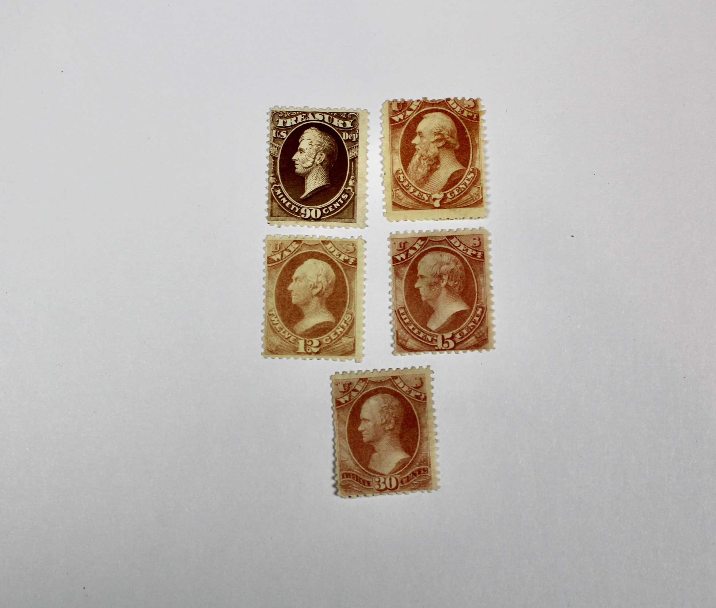 Five U.S. Official Postage Stamps