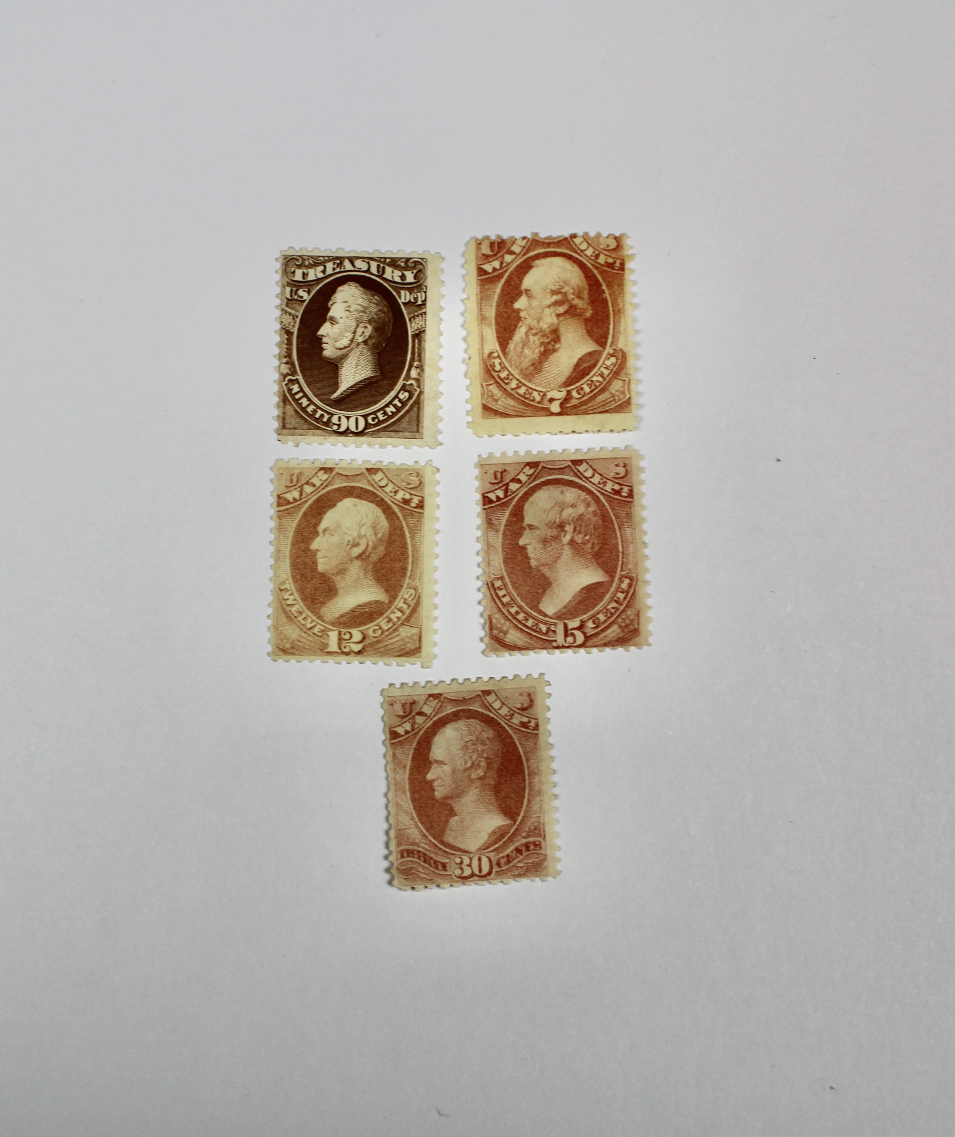 Five U.S. Official Postage Stamps