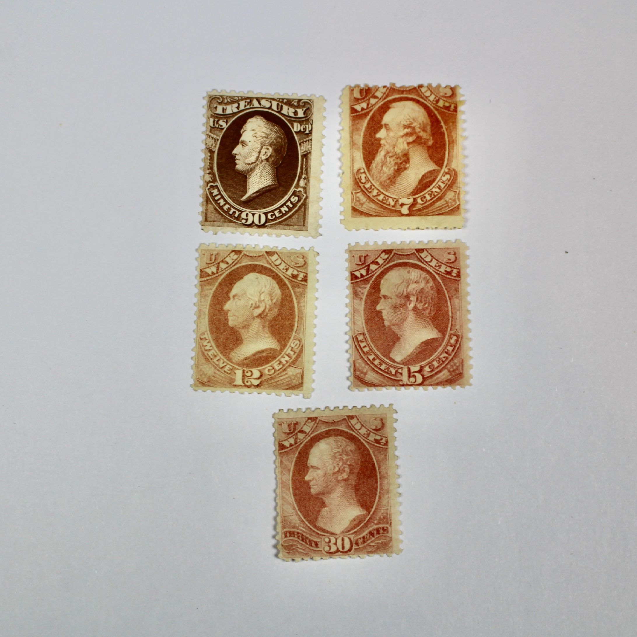Five U.S. Official Postage Stamps