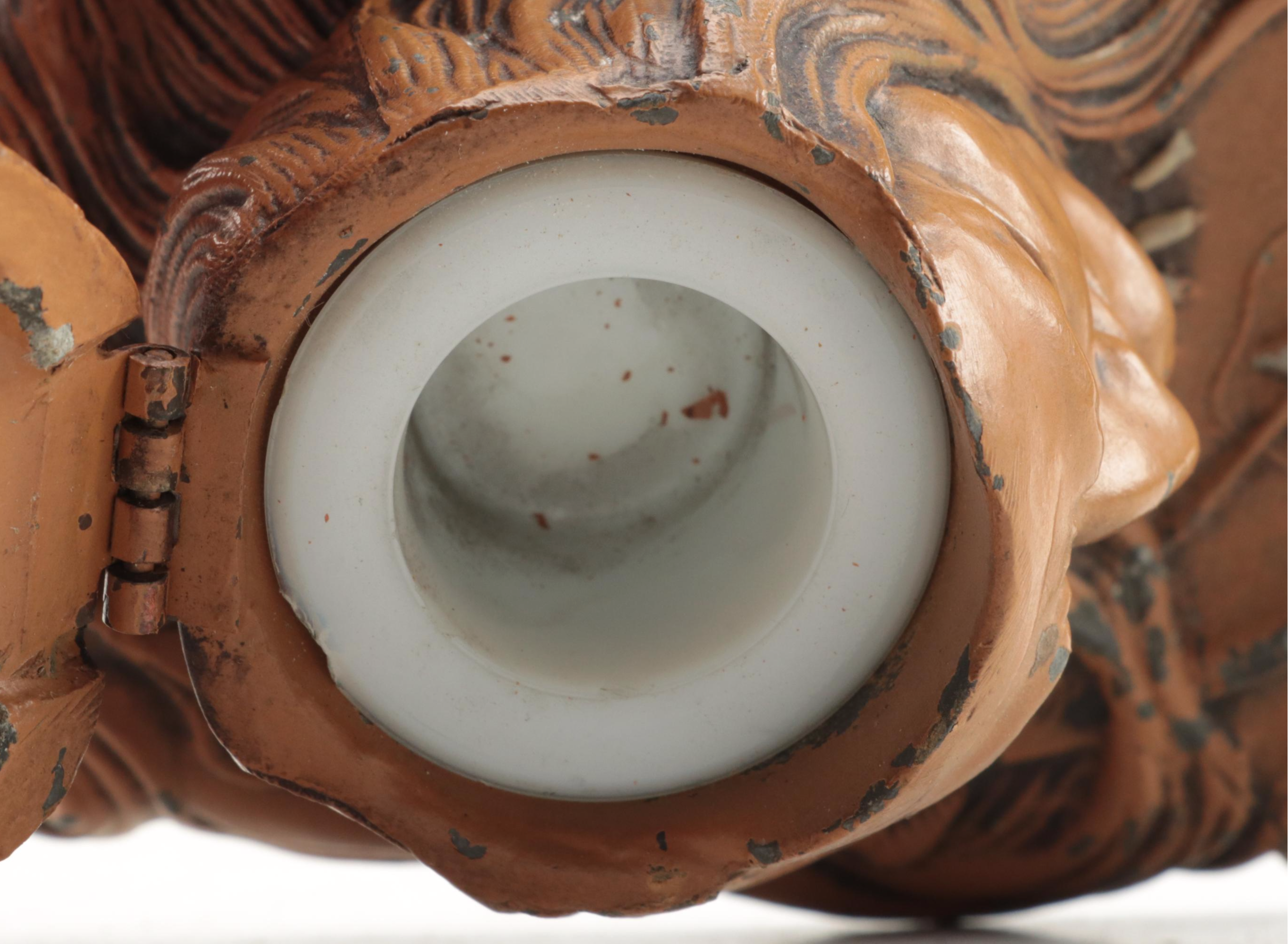 Painted Spelter Native American Head Inkwell