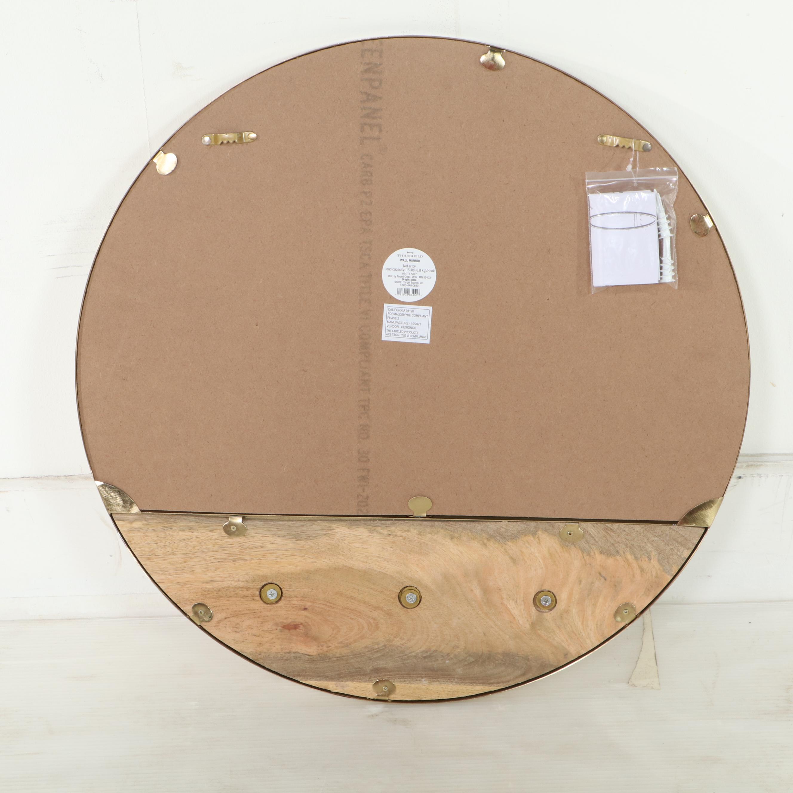 Threshold Round Wall Mirror with Hooks