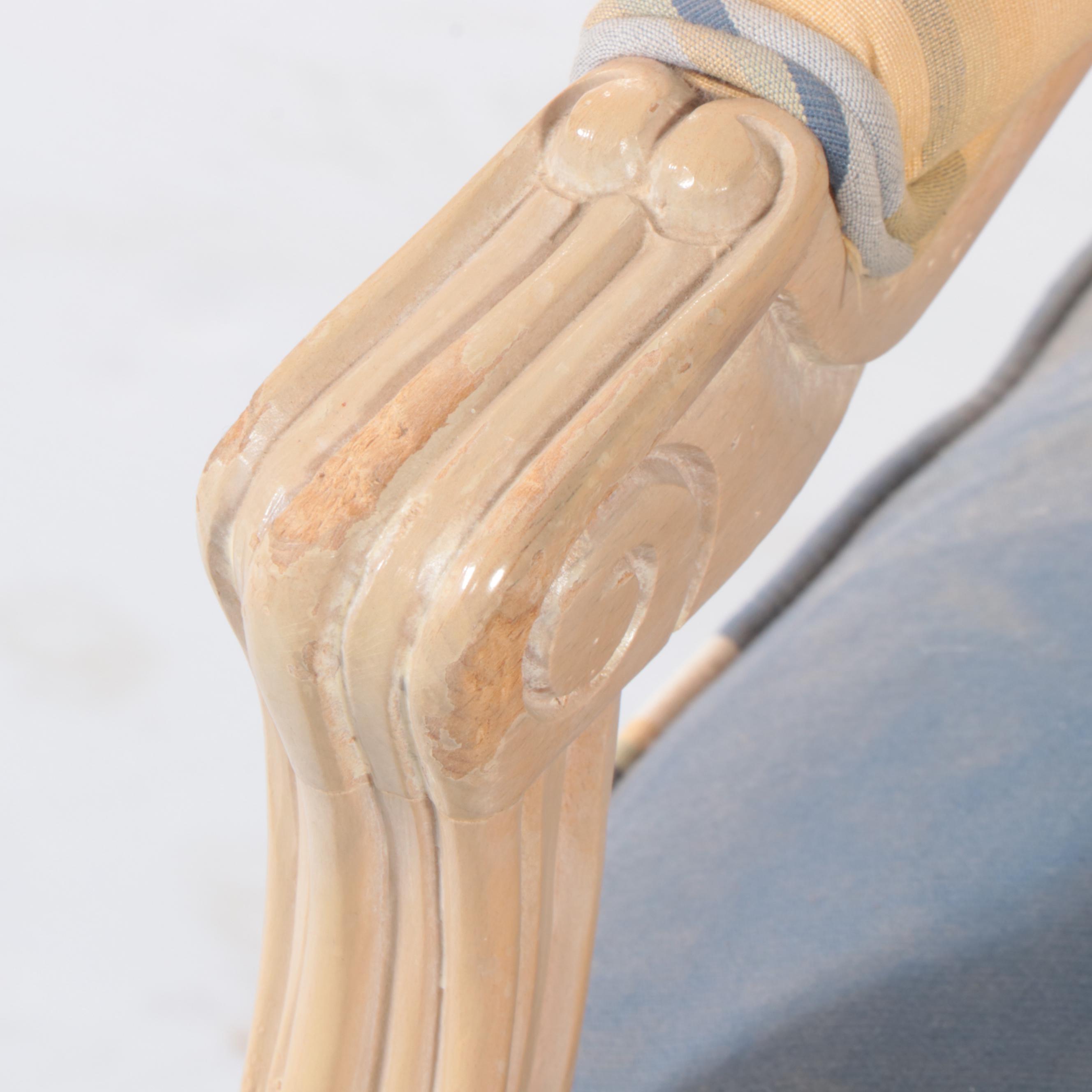 Sherrill Louis XV Style Cream-Washed Beech Fauteuil and Ottoman