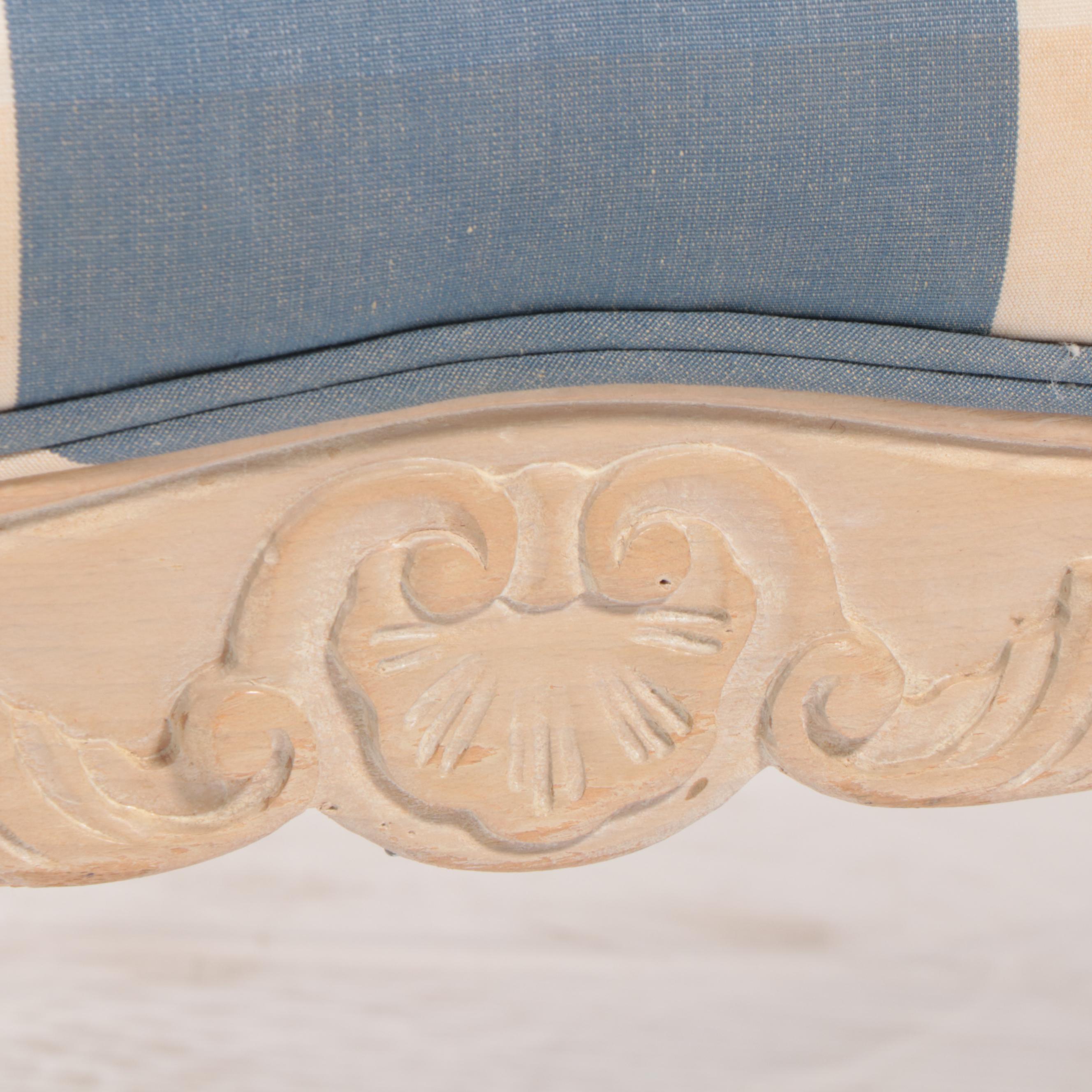 Sherrill Louis XV Style Cream-Washed Beech Fauteuil and Ottoman