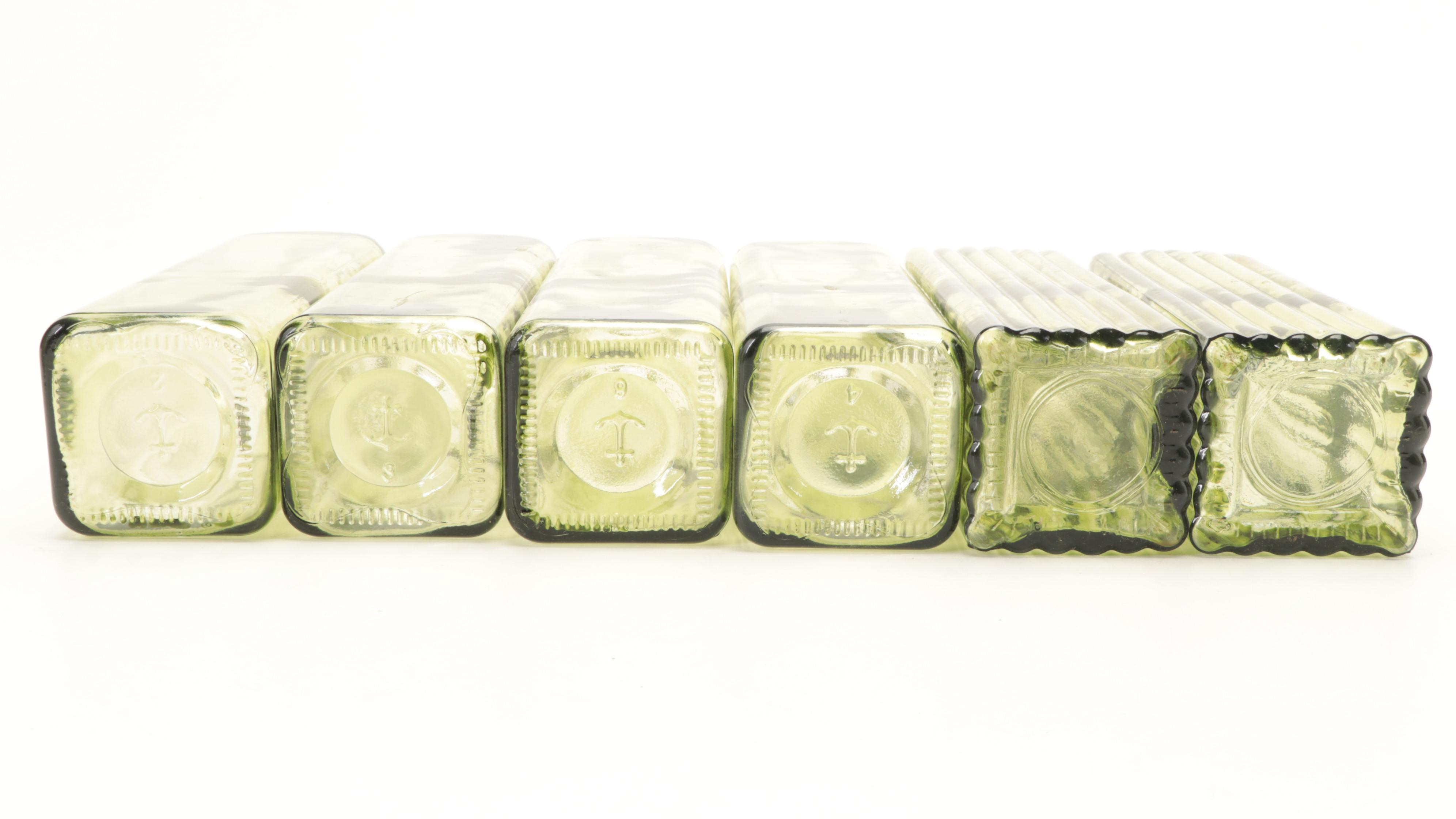 Green Molded Glass Bottle Vases