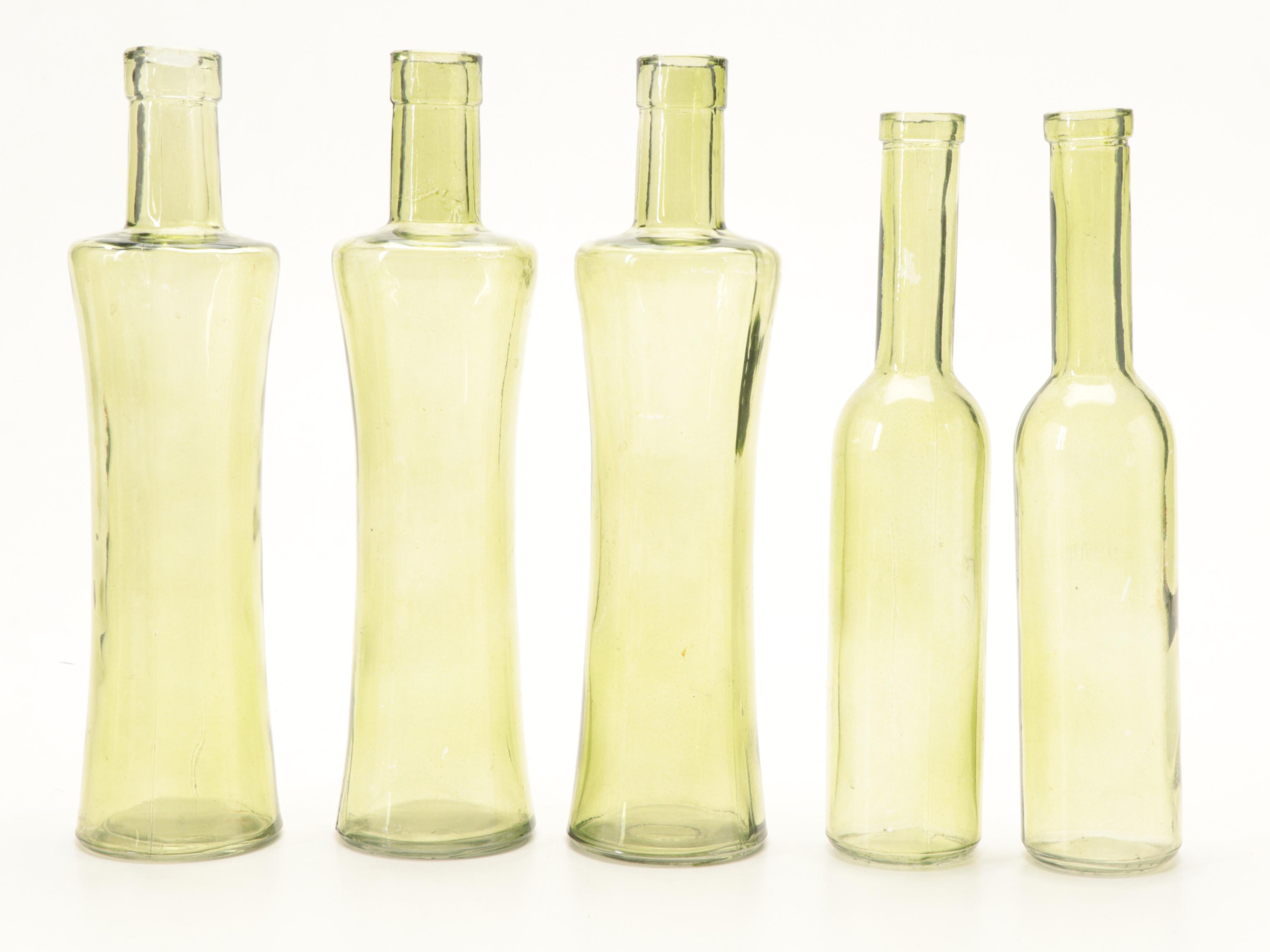 Green Molded Glass Bottle Vases