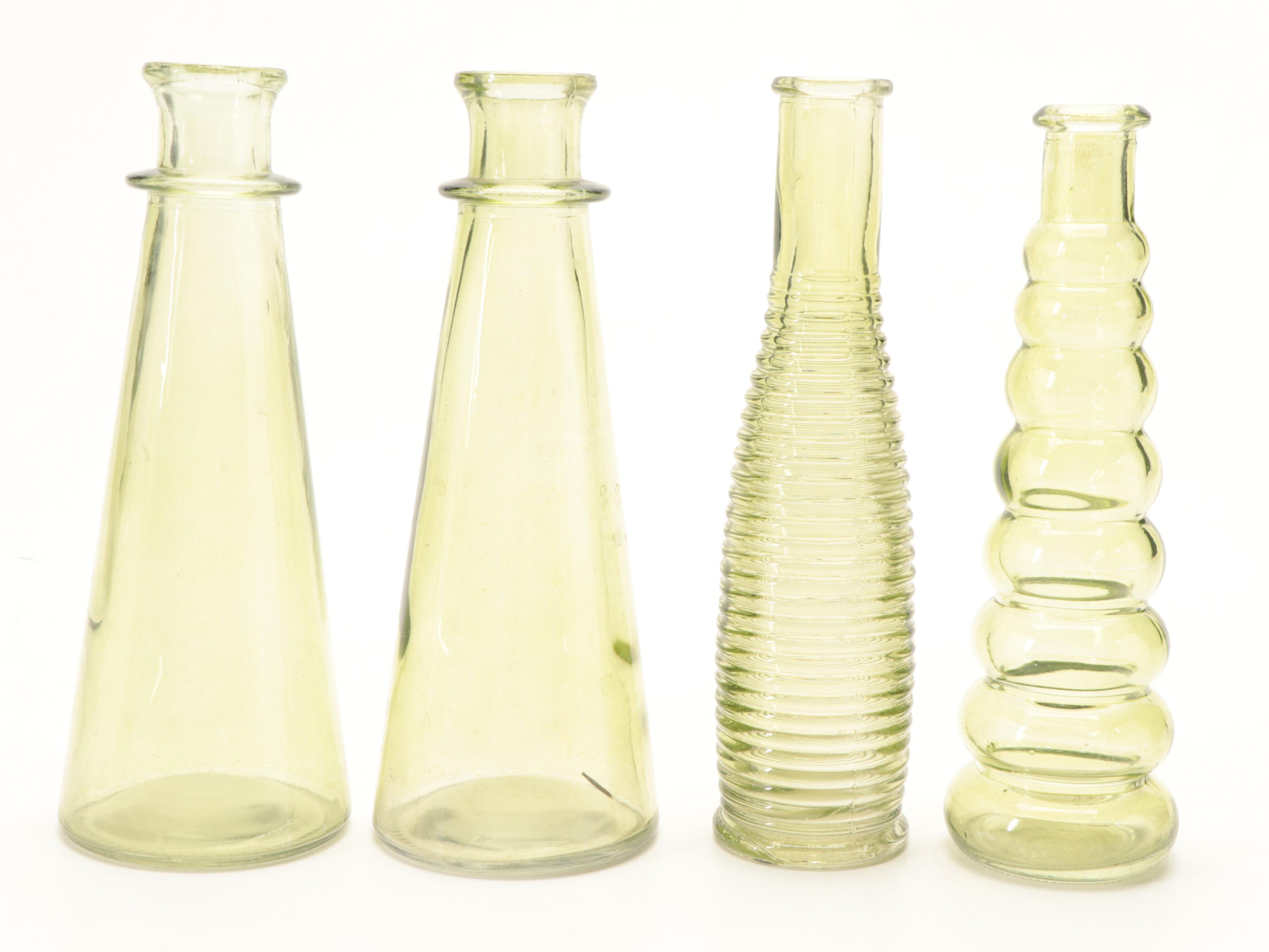 Green Molded Glass Bottle Vases