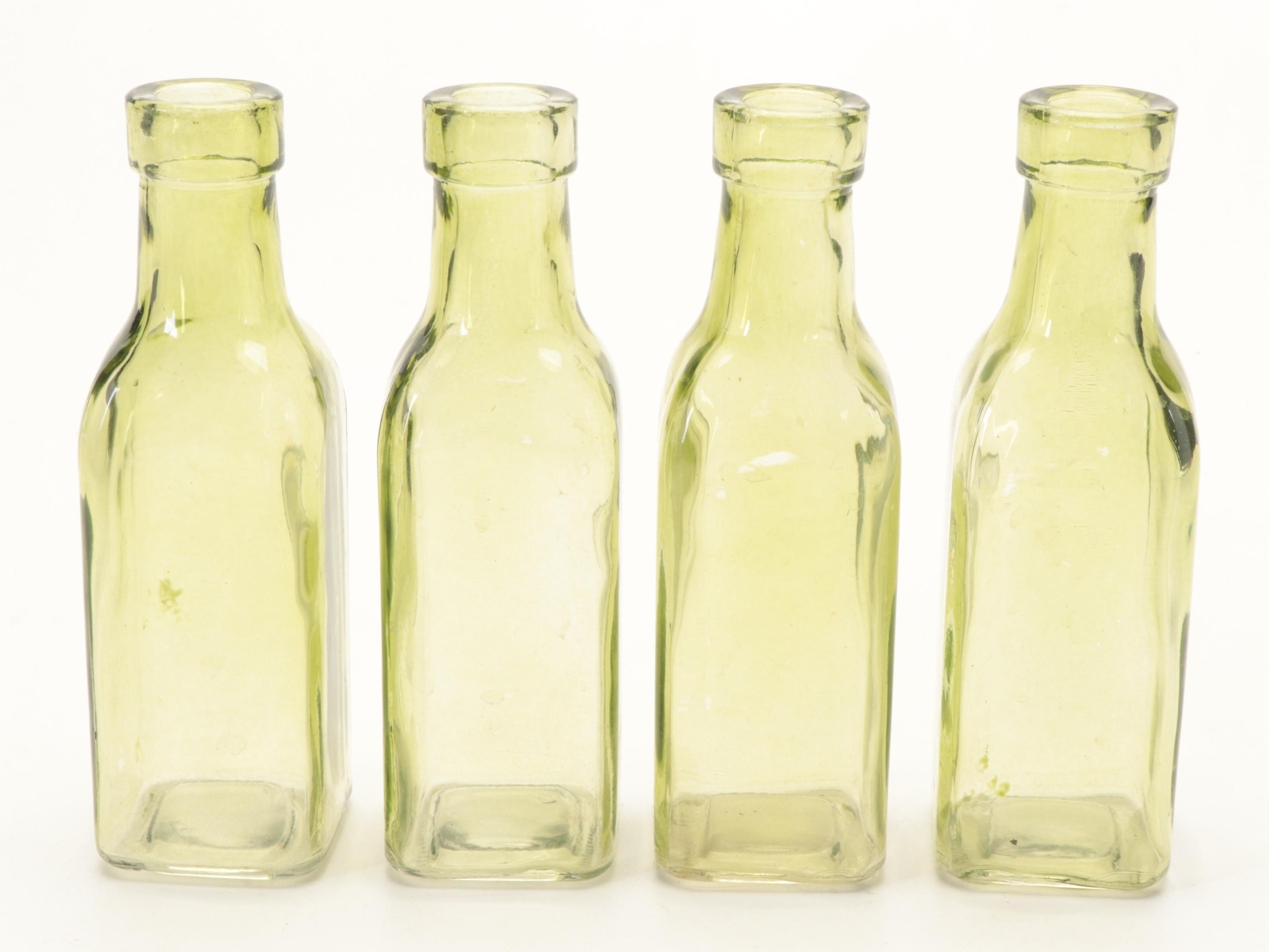 Green Molded Glass Bottle Vases