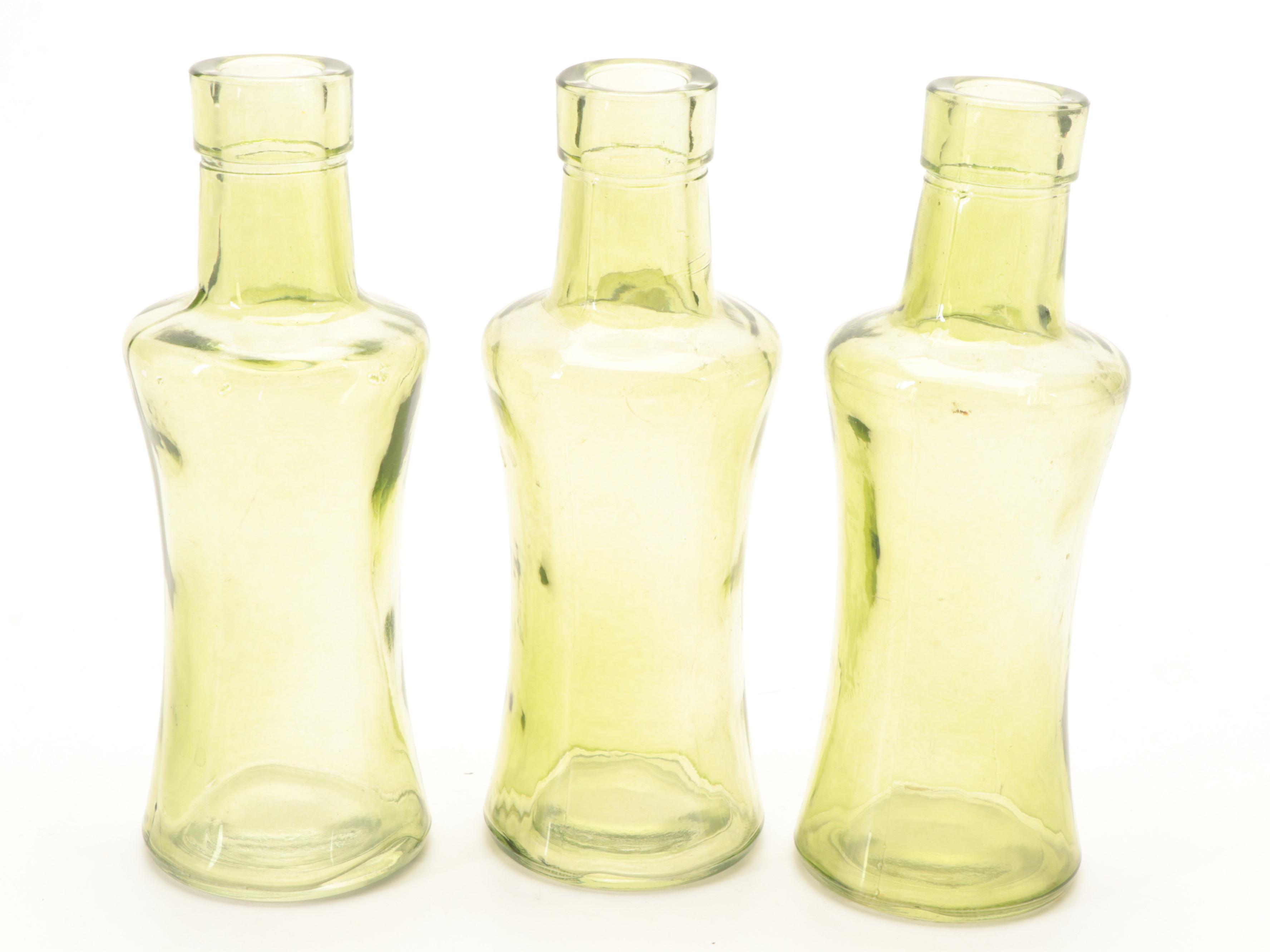 Green Molded Glass Bottle Vases