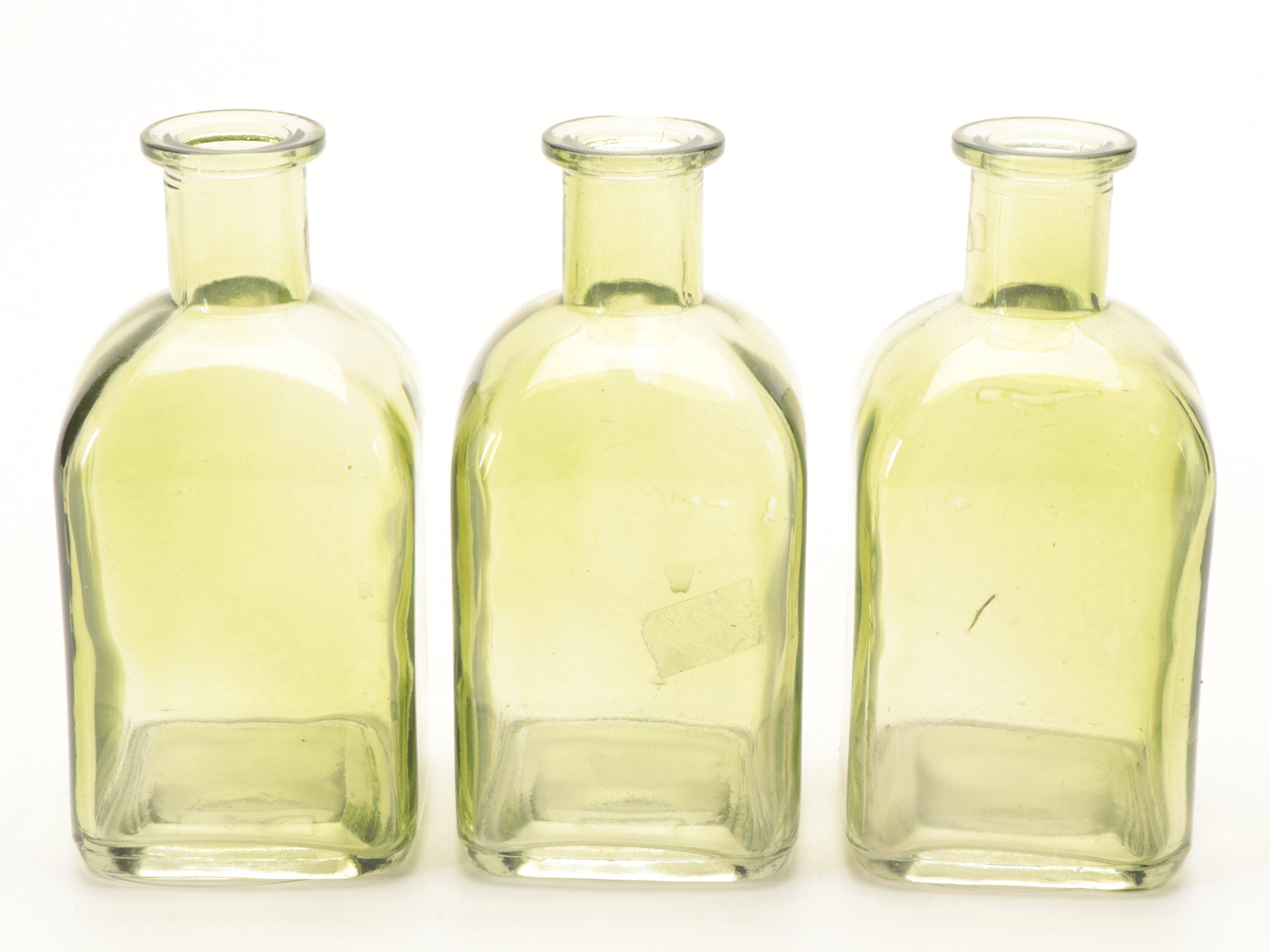Green Molded Glass Bottle Vases