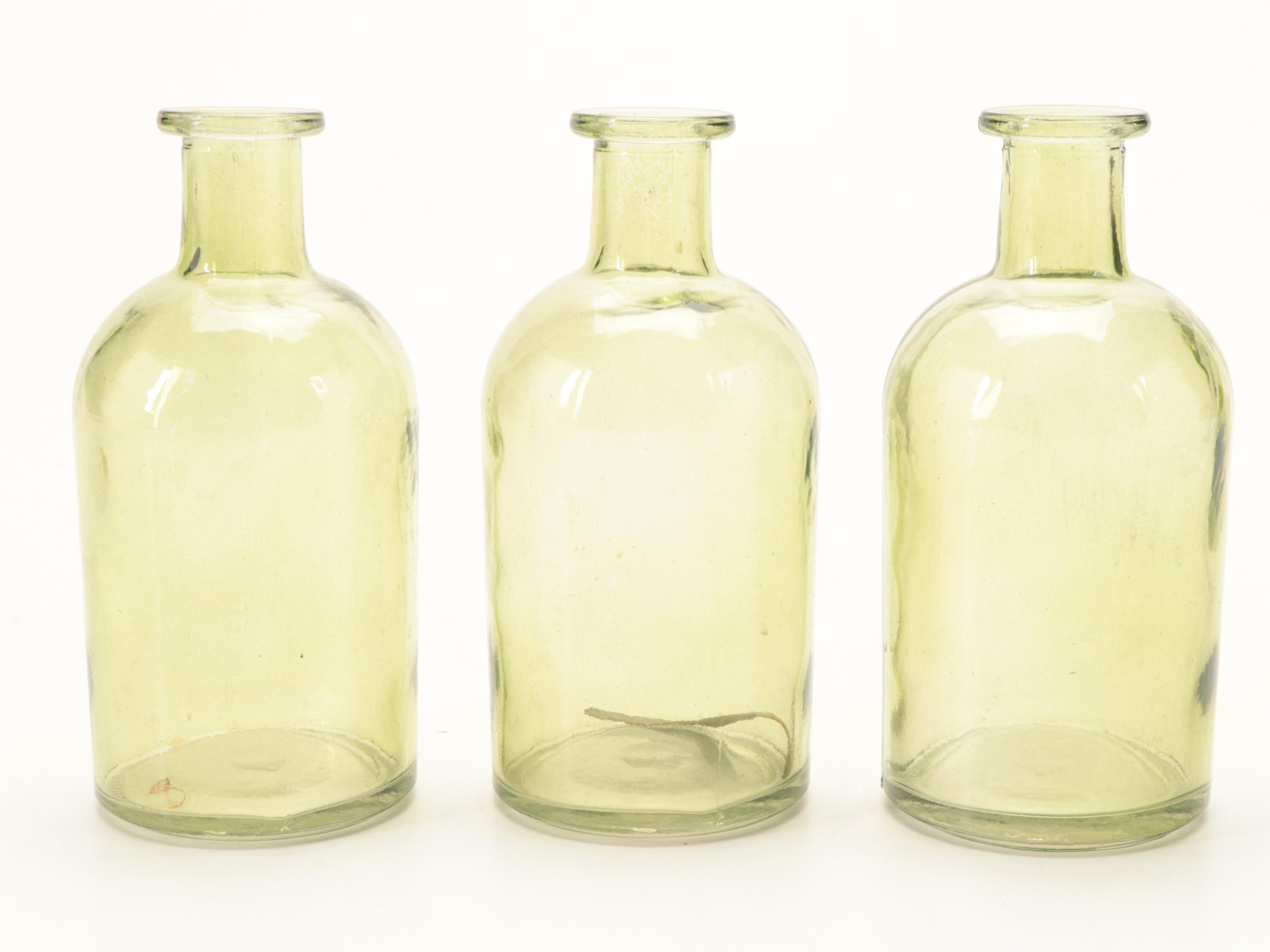 Green Molded Glass Bottle Vases