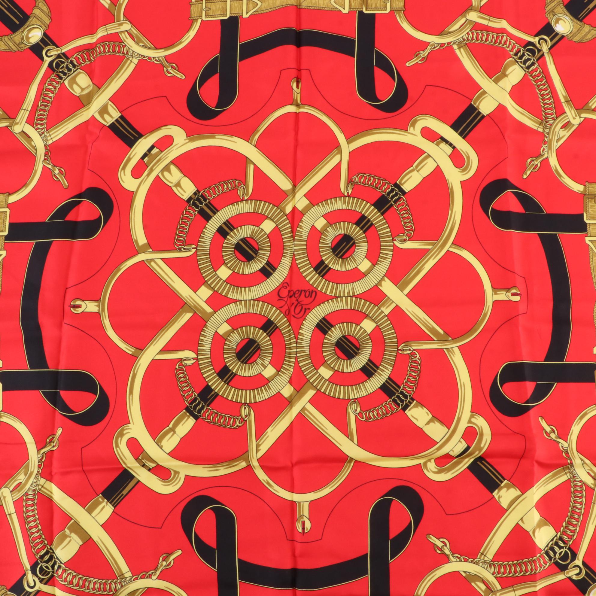 Hermès "Eperon d'Or" Scarf 90 in Silk Twill