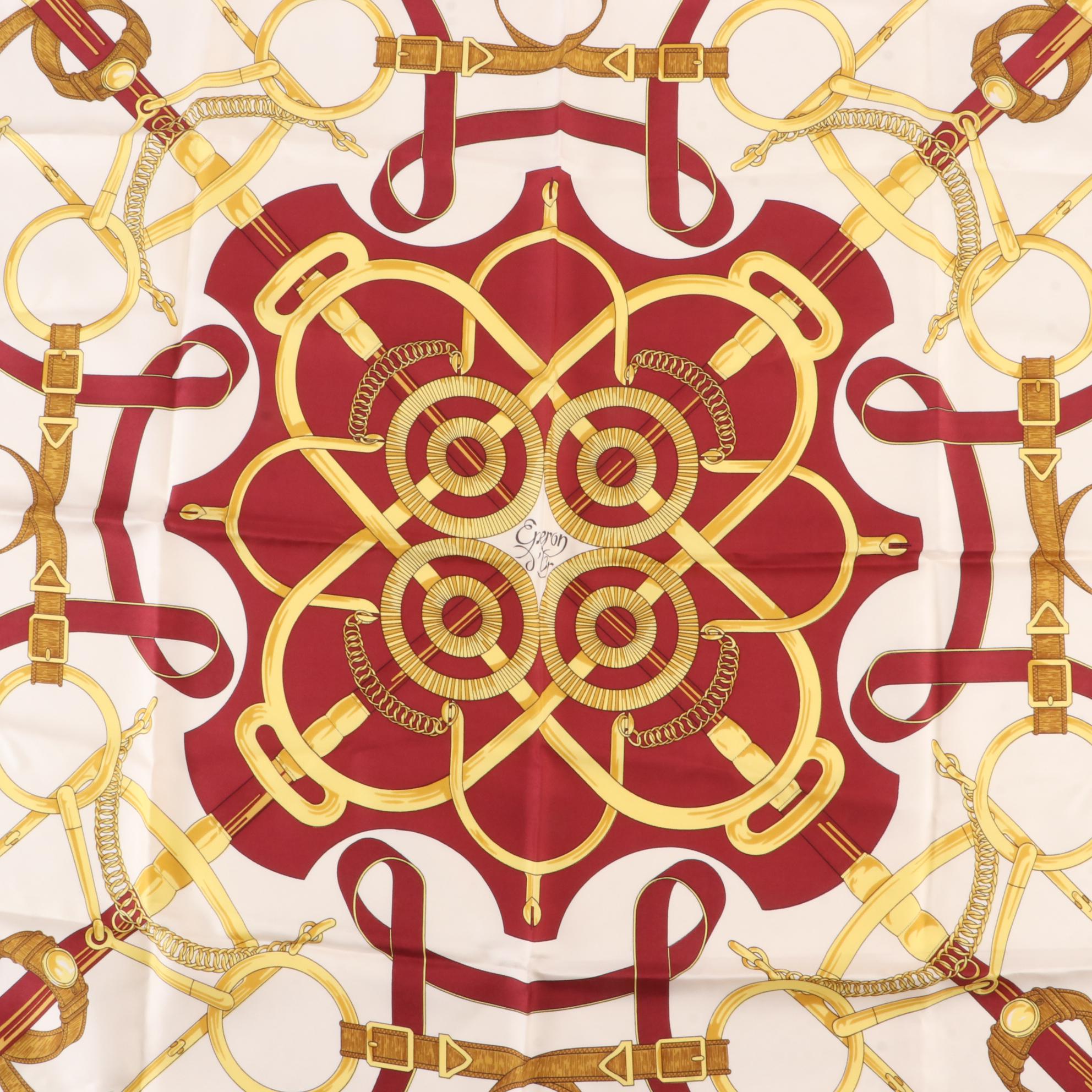 Hermès "Eperon d'Or" Scarf 90 in Silk Twill