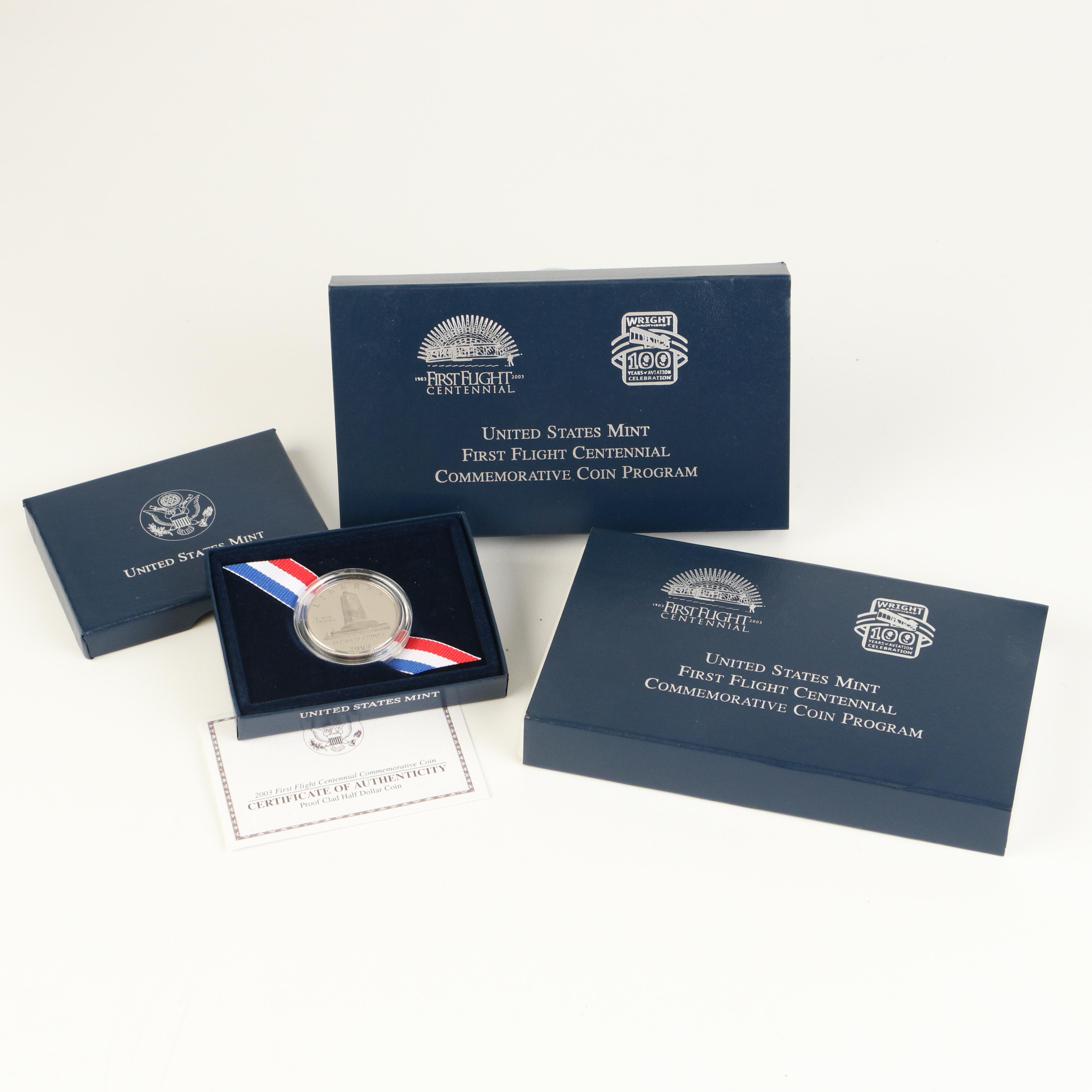 Group of Eight Modern Commemorative Half Dollars and a One Dollar Proof Coin