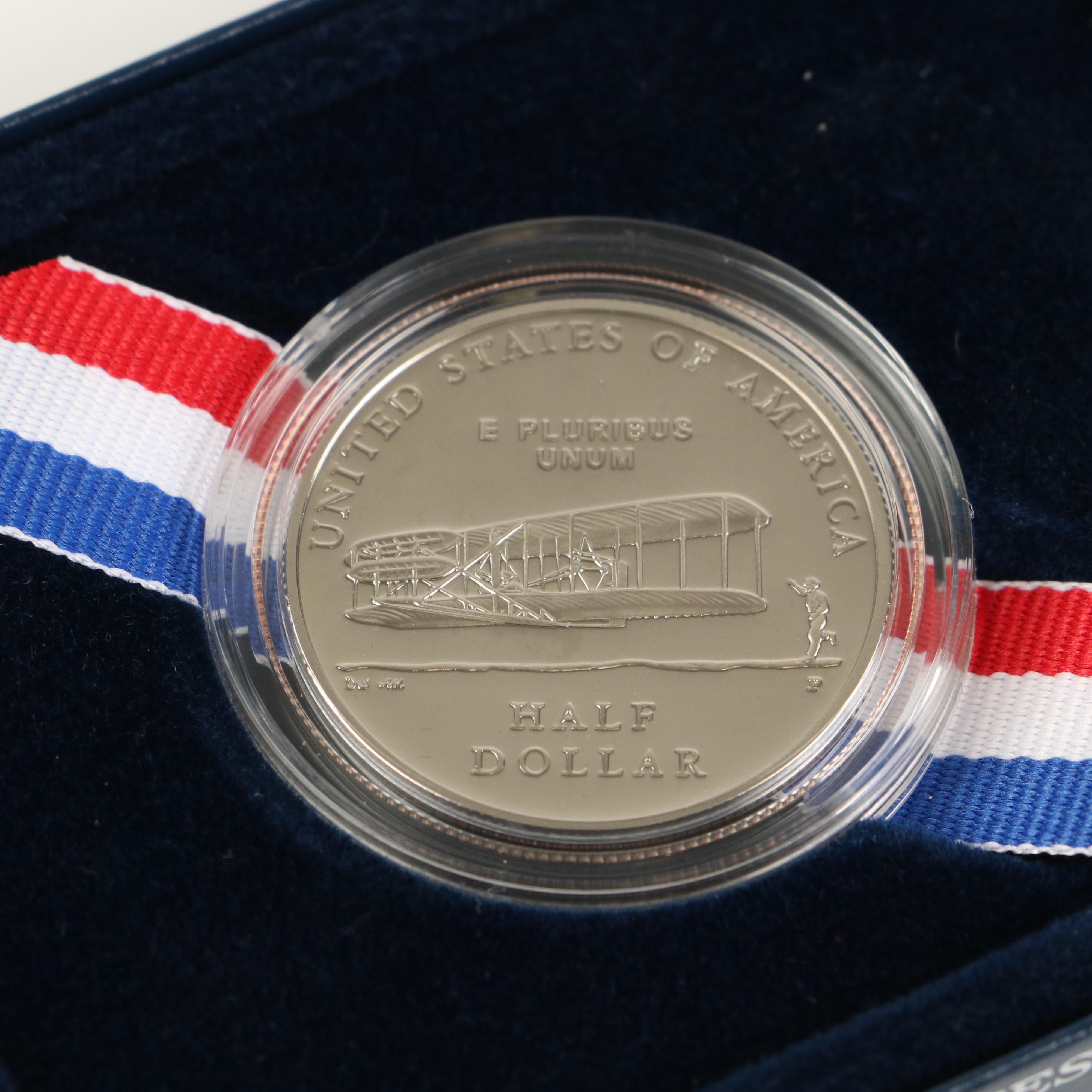 Group of Eight Modern Commemorative Half Dollars and a One Dollar Proof Coin