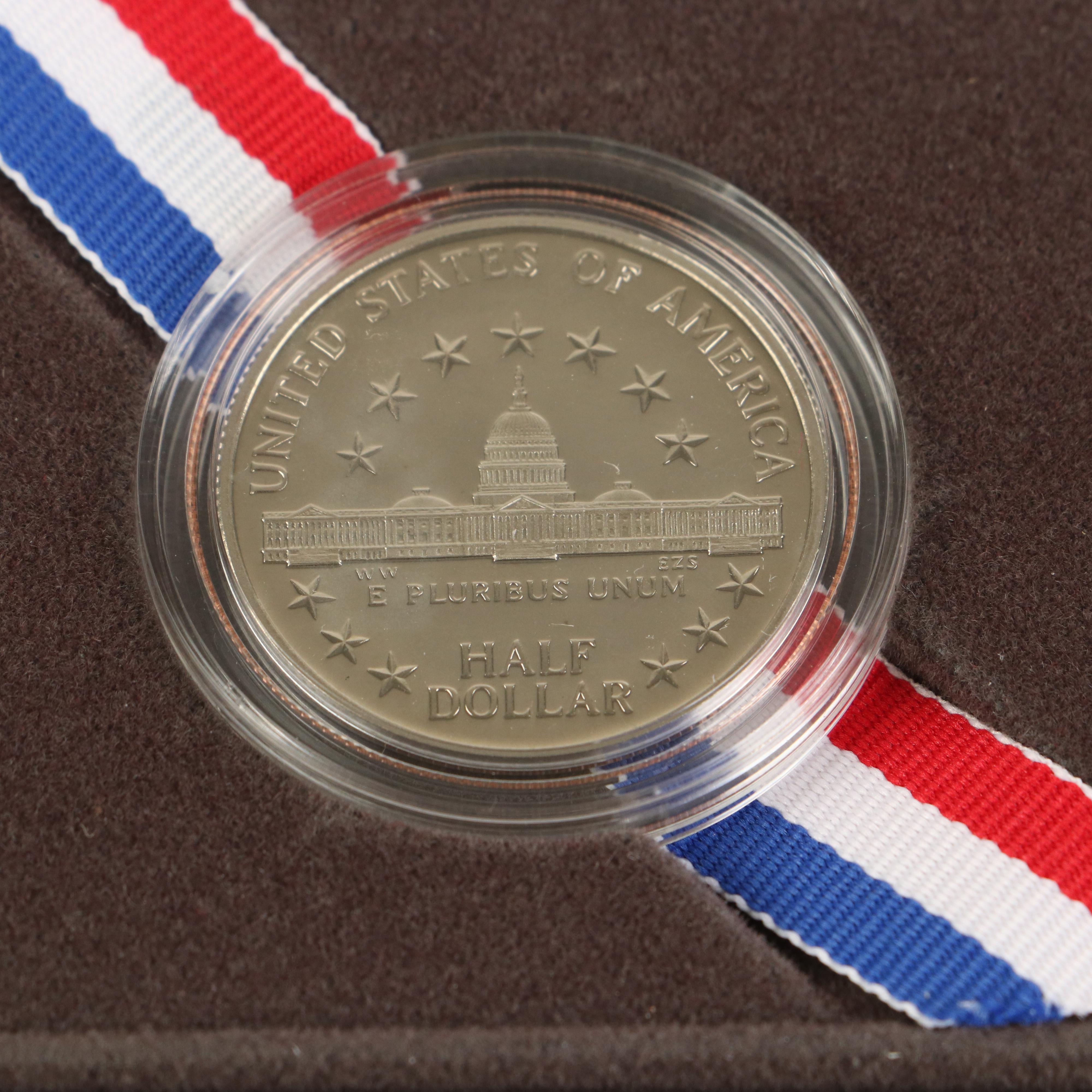 Group of Eight Modern Commemorative Half Dollars and a One Dollar Proof Coin