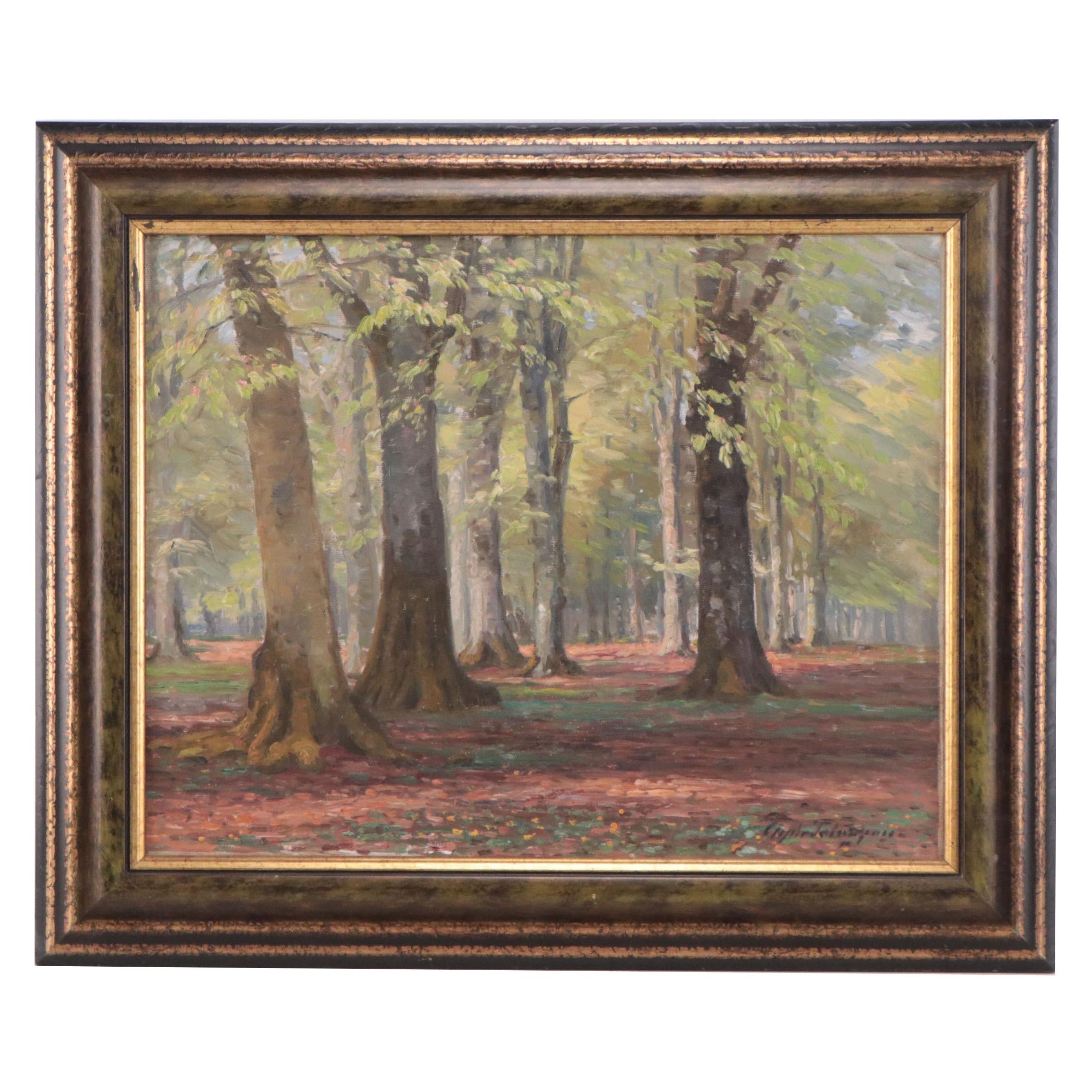 Landscape Oil Painting of Forest Scene