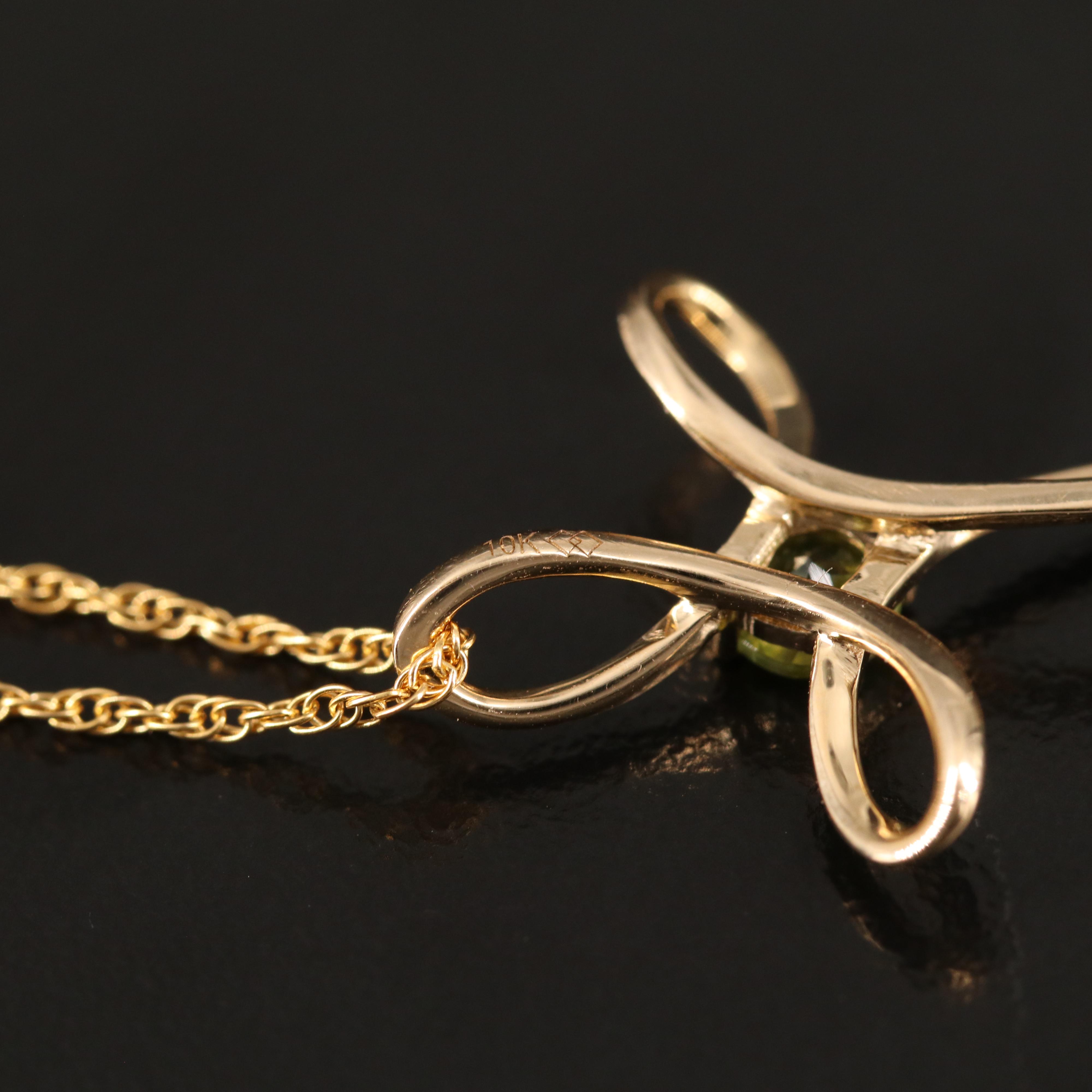 10K Peridot Cross Pendant on Gold-Filled Chain Necklace