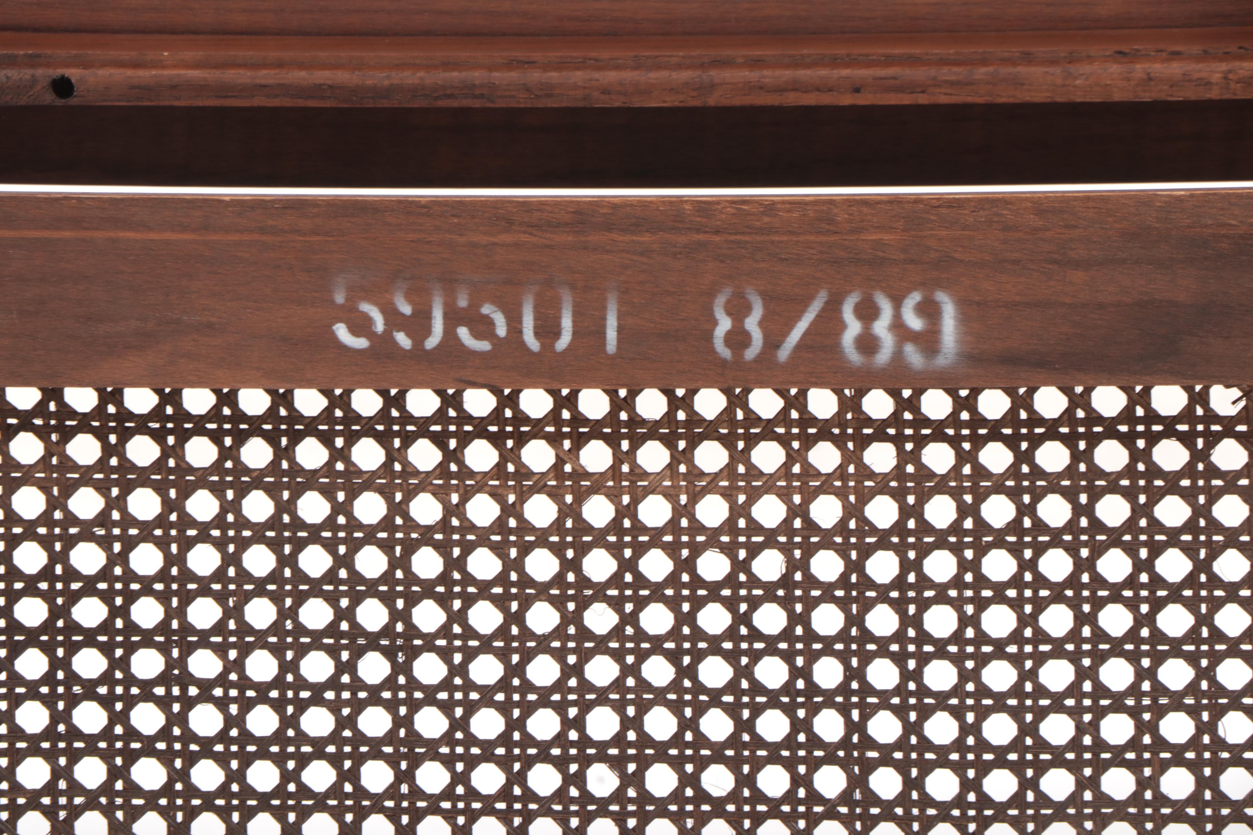 Colonial Style Oak, Caned, and Beveled Glass Coffee Table, Late 20th Century