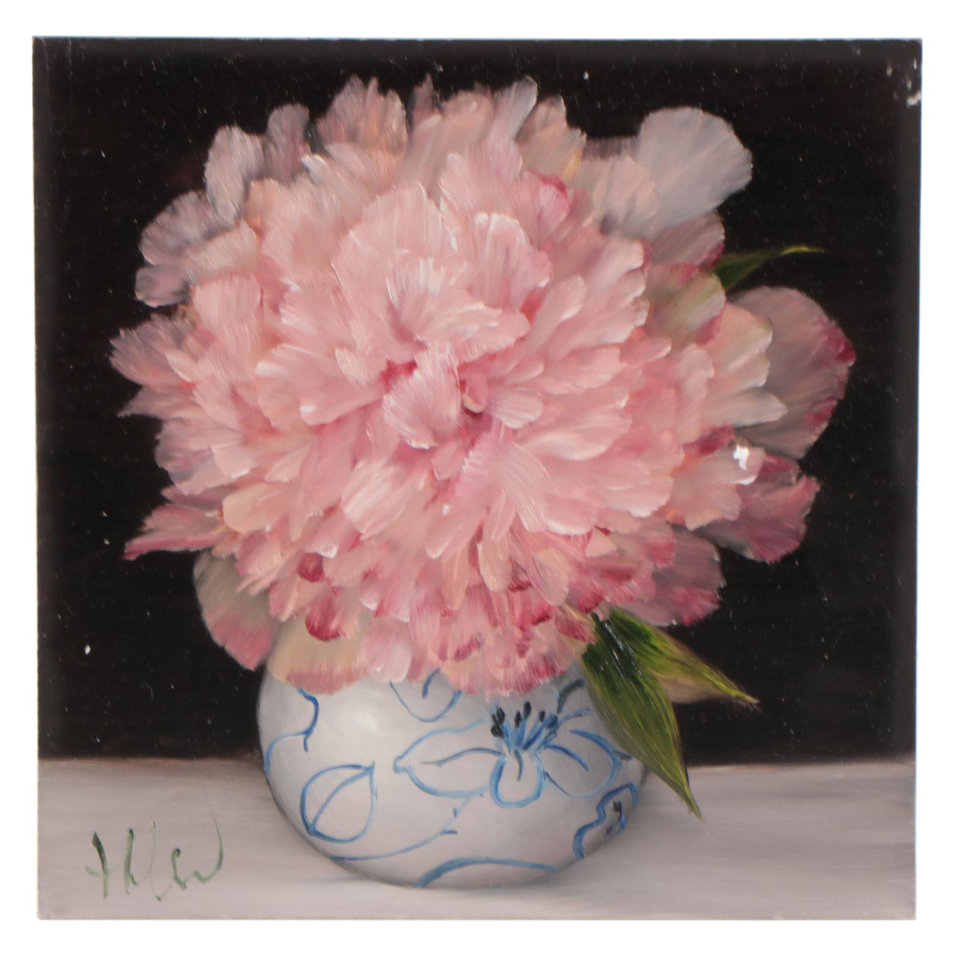 Thu-Thuy Tran Oil Painting "Peach Peony"