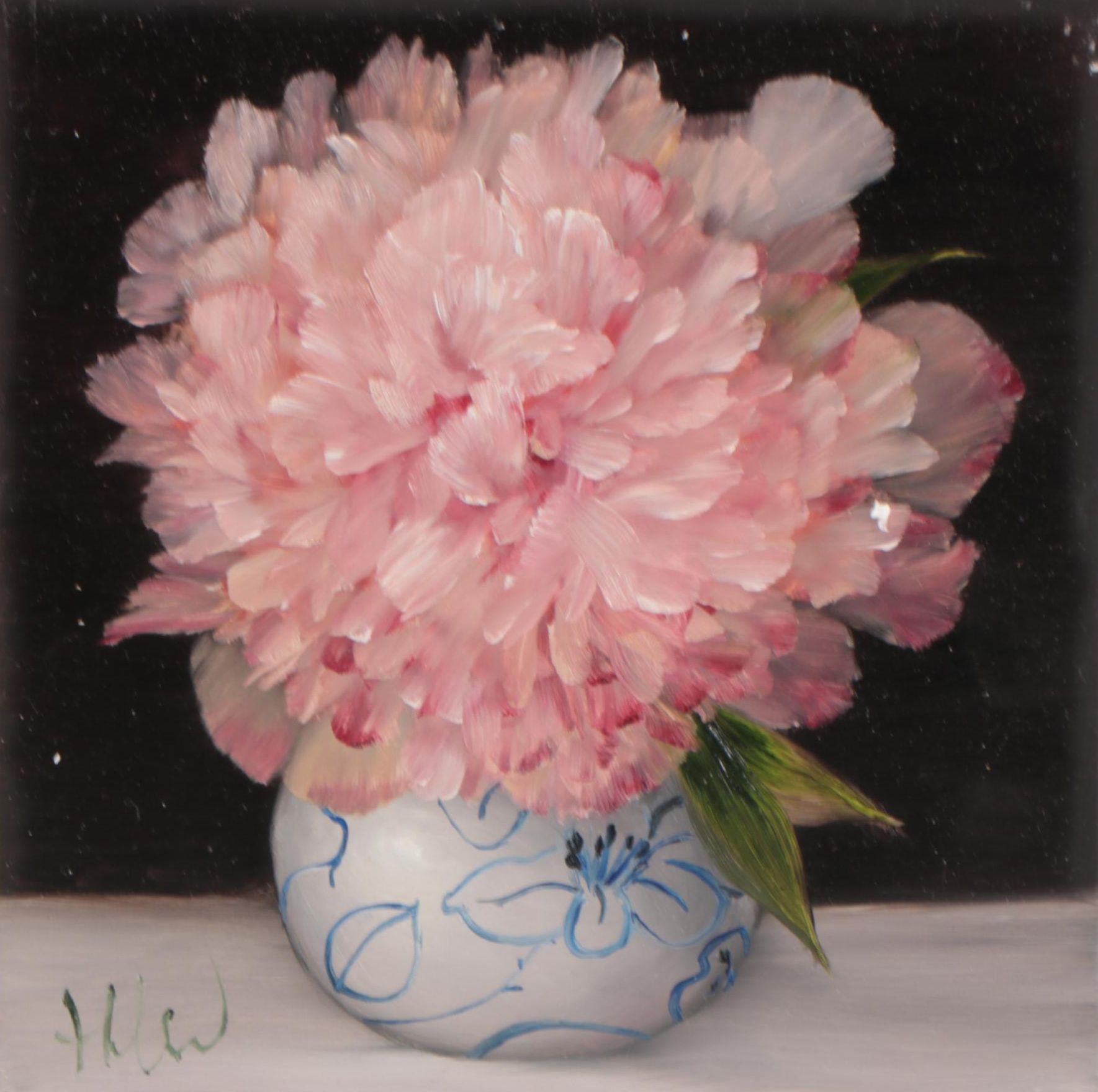 Thu-Thuy Tran Oil Painting "Peach Peony"