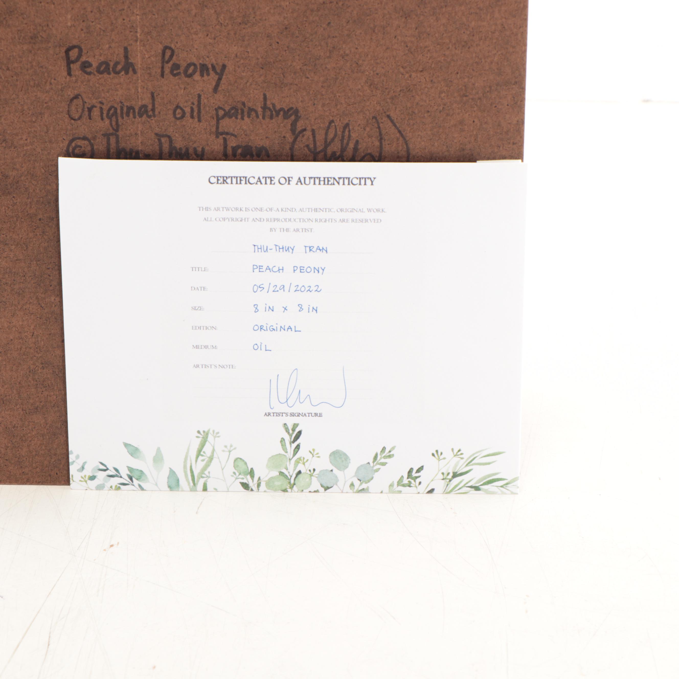 Thu-Thuy Tran Oil Painting "Peach Peony"