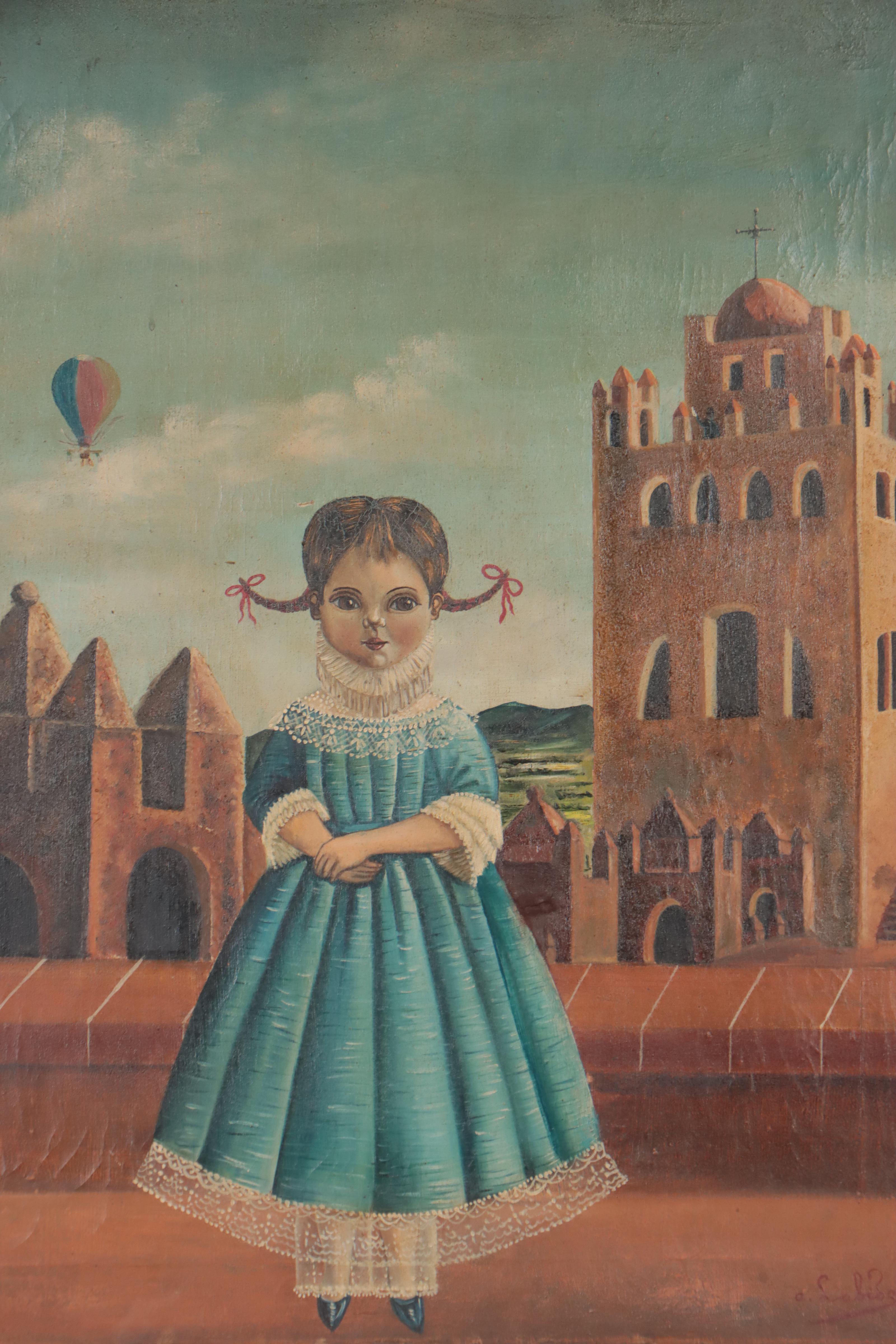 Agapito Labios Oil Painting of Young Girl, Circa 1970