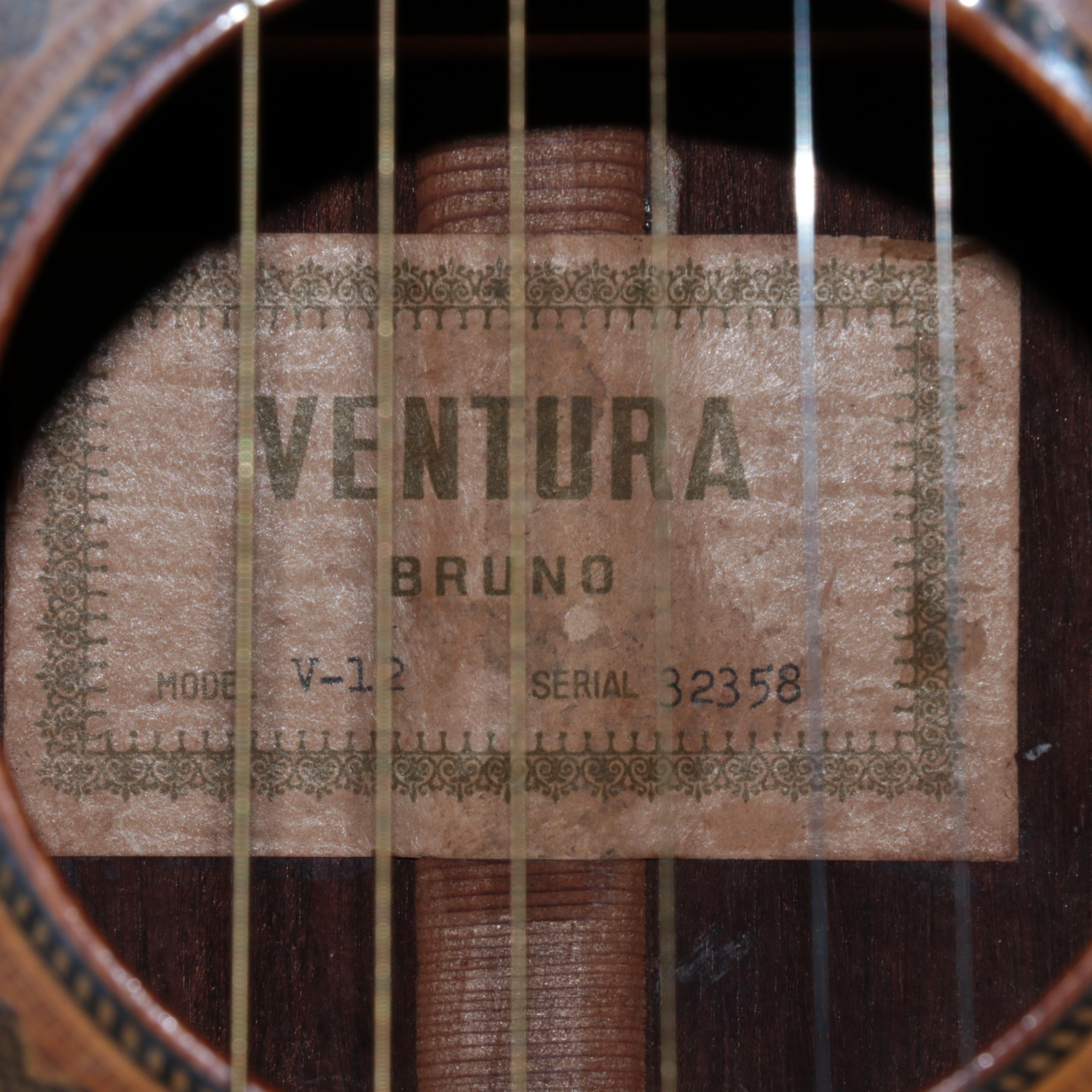 Ventura Bruno V-12 Six-String Acoustic Guitar, Mid-20th Century
