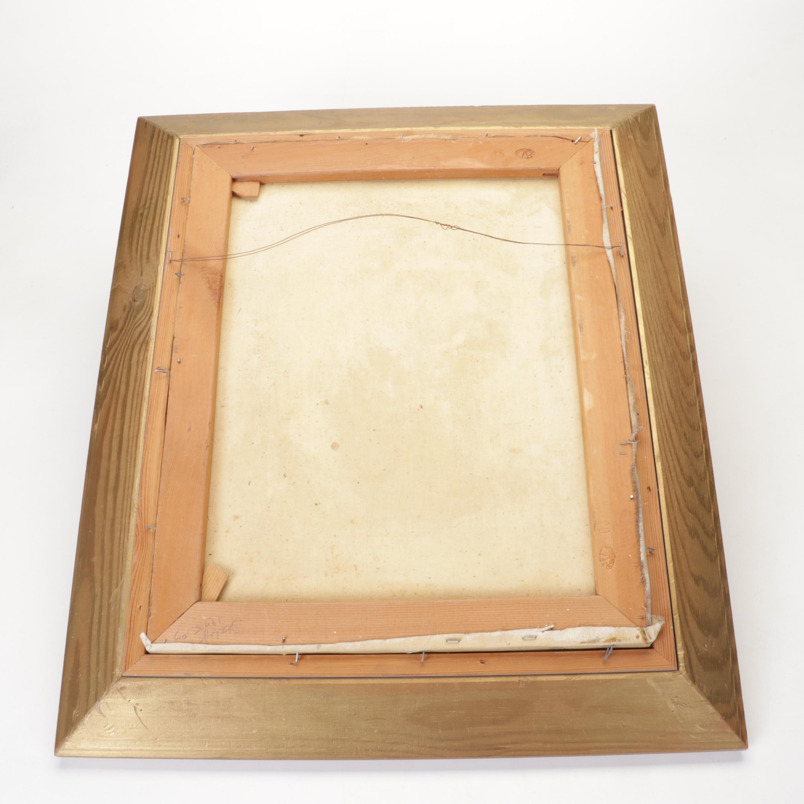 Italian Oil Painting of City Street Scene, Circa 1975