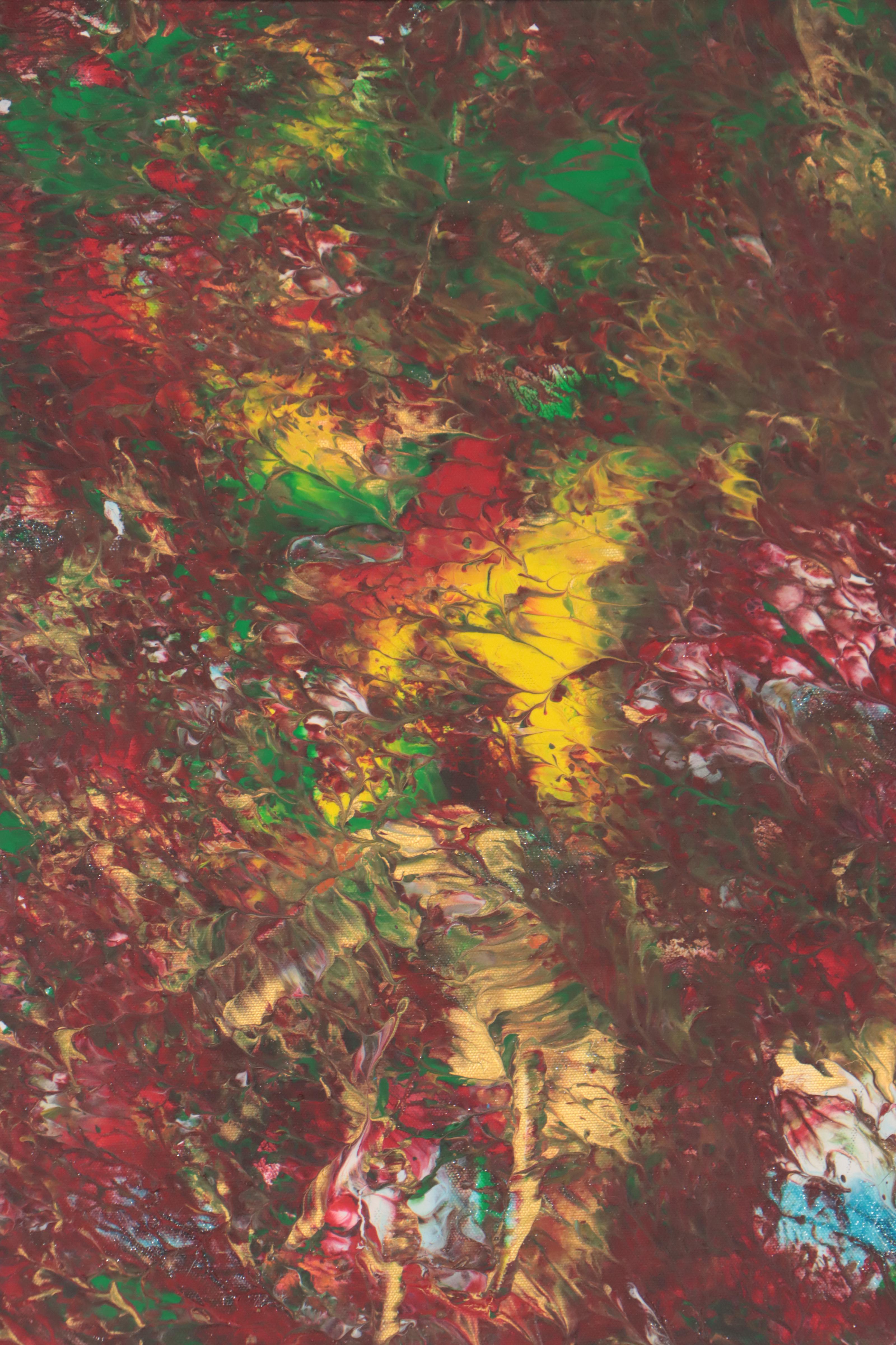 Abstract Non-Objective Acrylic Pour Painting, Late 20th Century