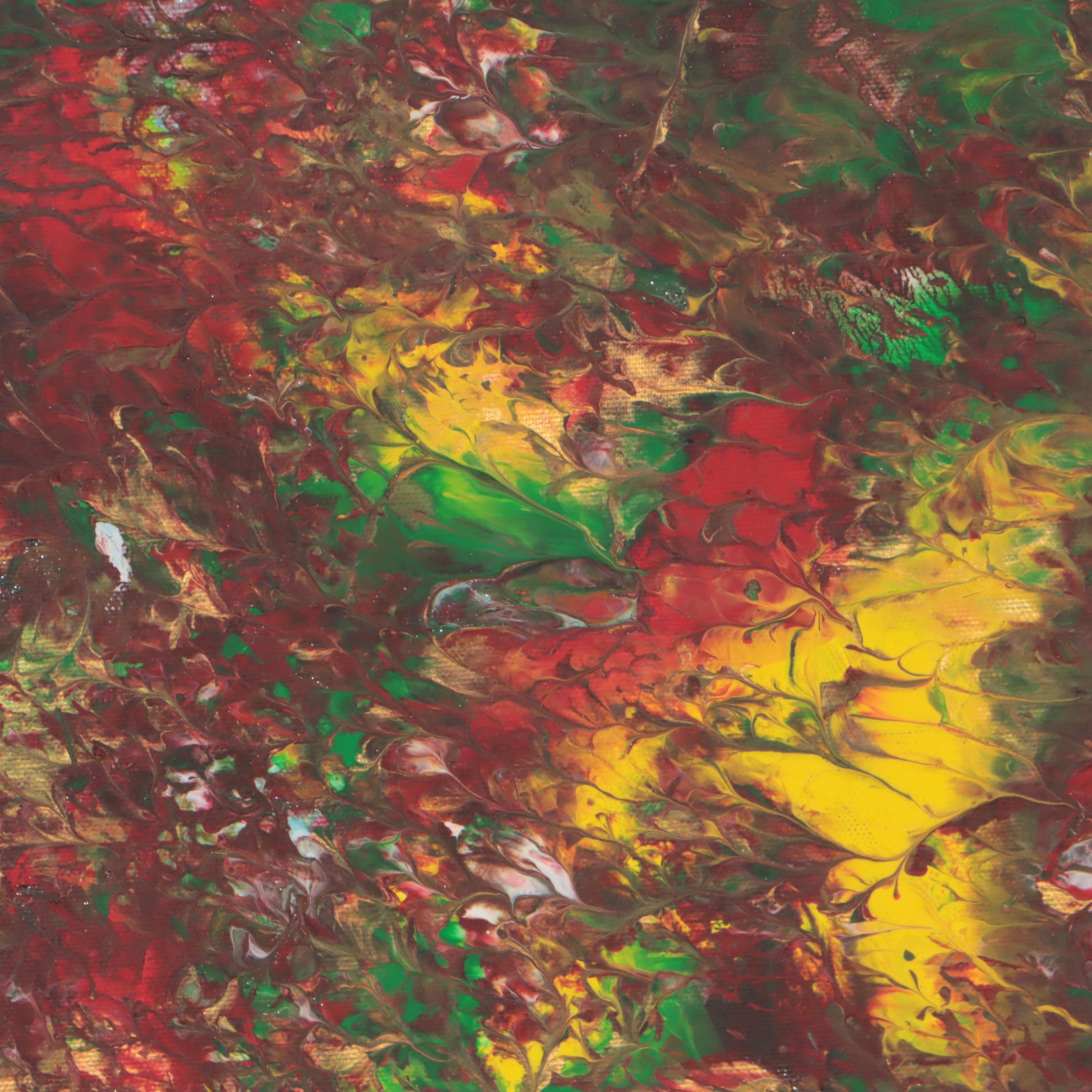 Abstract Non-Objective Acrylic Pour Painting, Late 20th Century