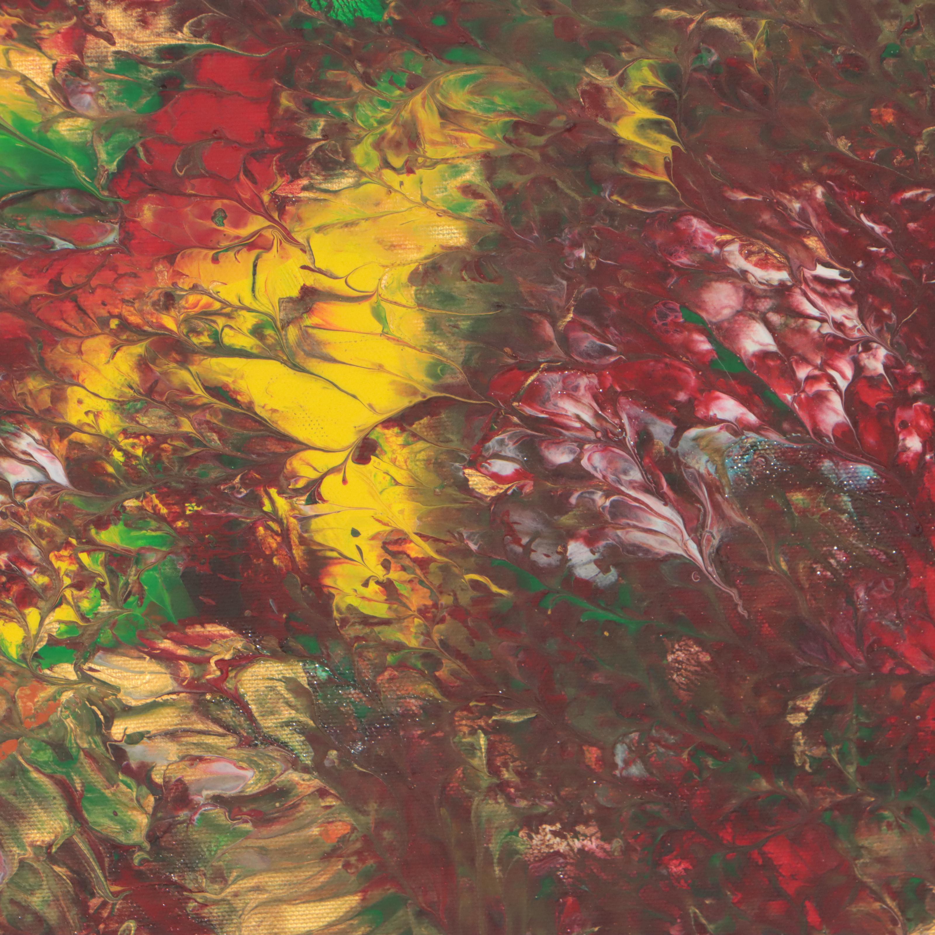 Abstract Non-Objective Acrylic Pour Painting, Late 20th Century