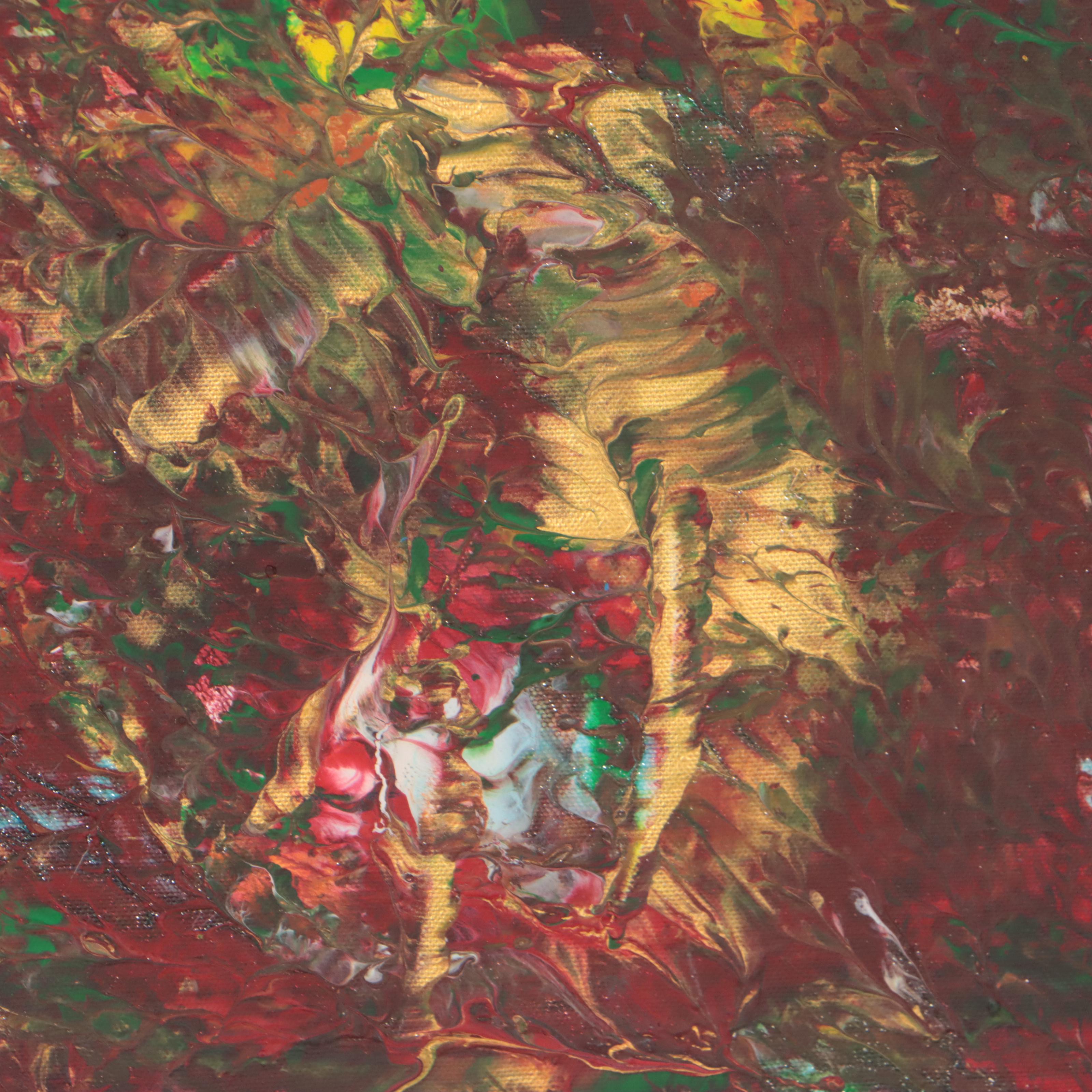 Abstract Non-Objective Acrylic Pour Painting, Late 20th Century