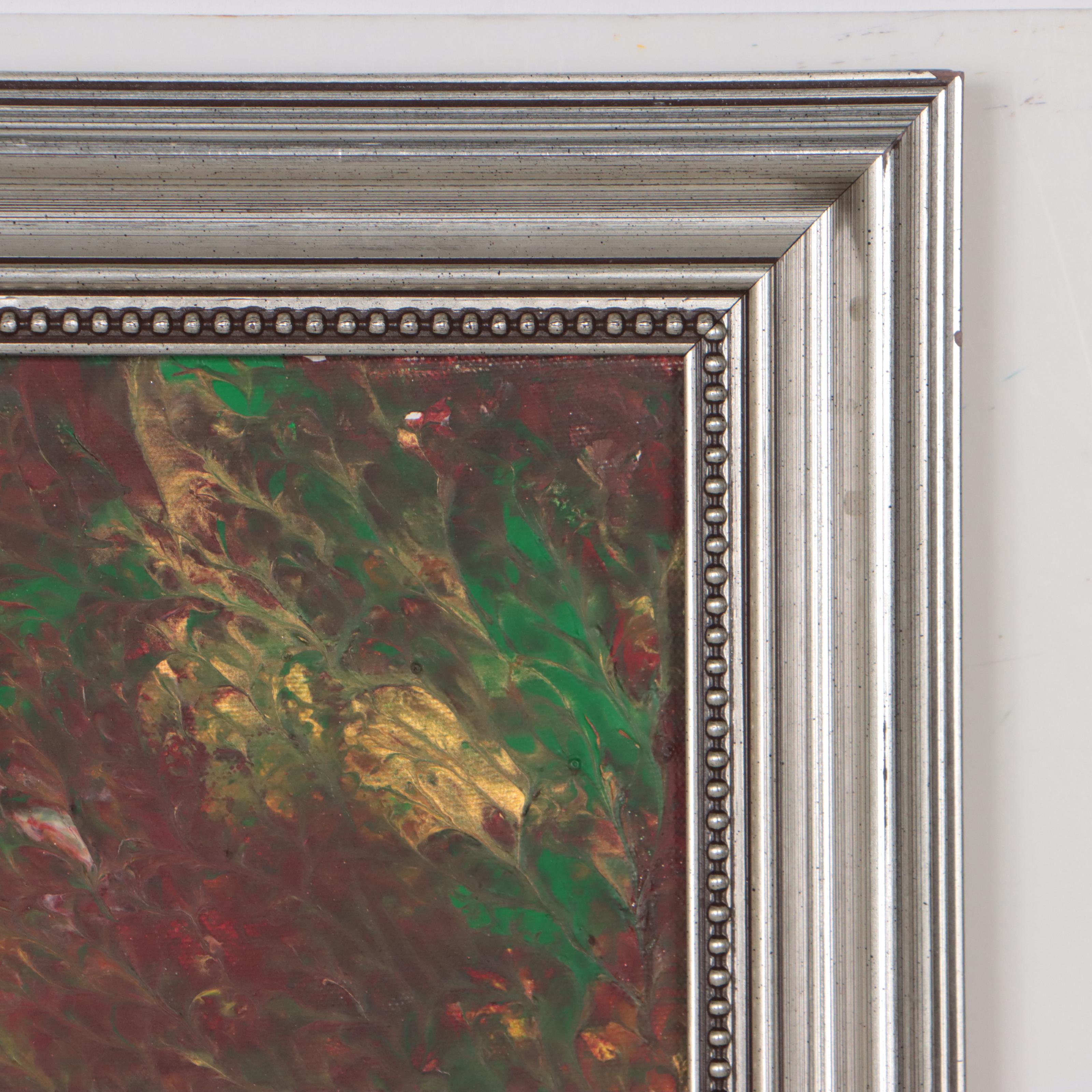 Abstract Non-Objective Acrylic Pour Painting, Late 20th Century