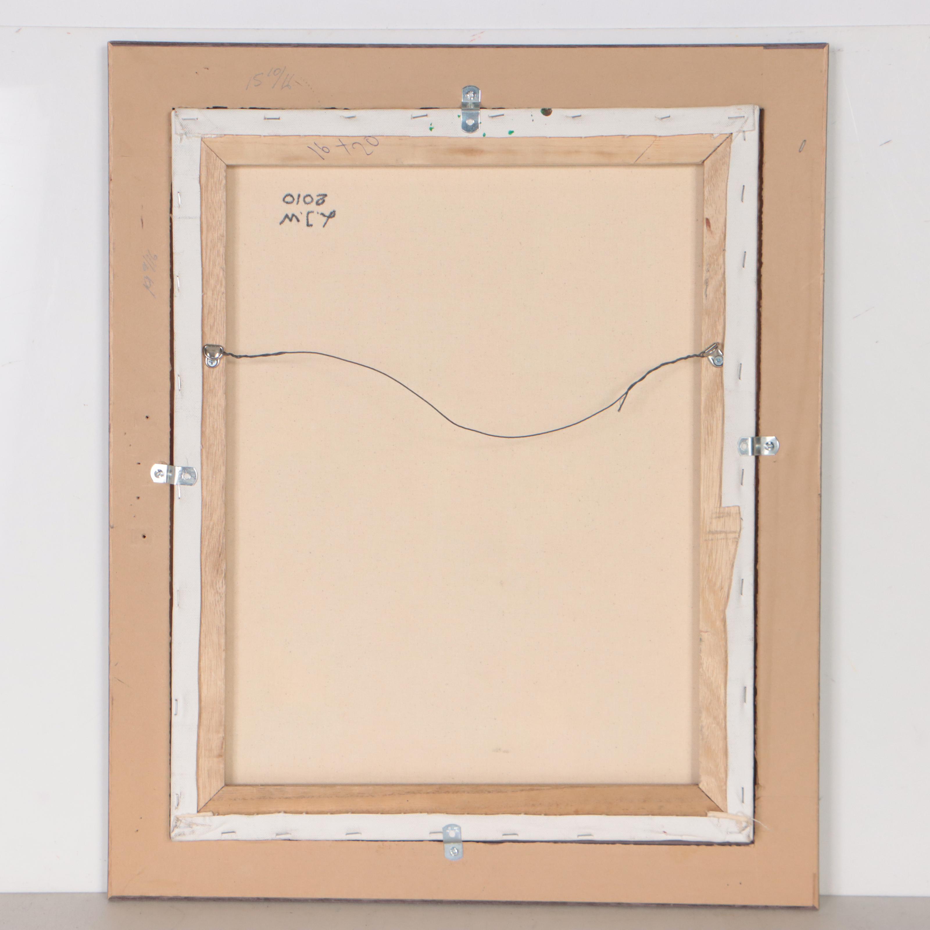 Abstract Non-Objective Acrylic Pour Painting, Late 20th Century