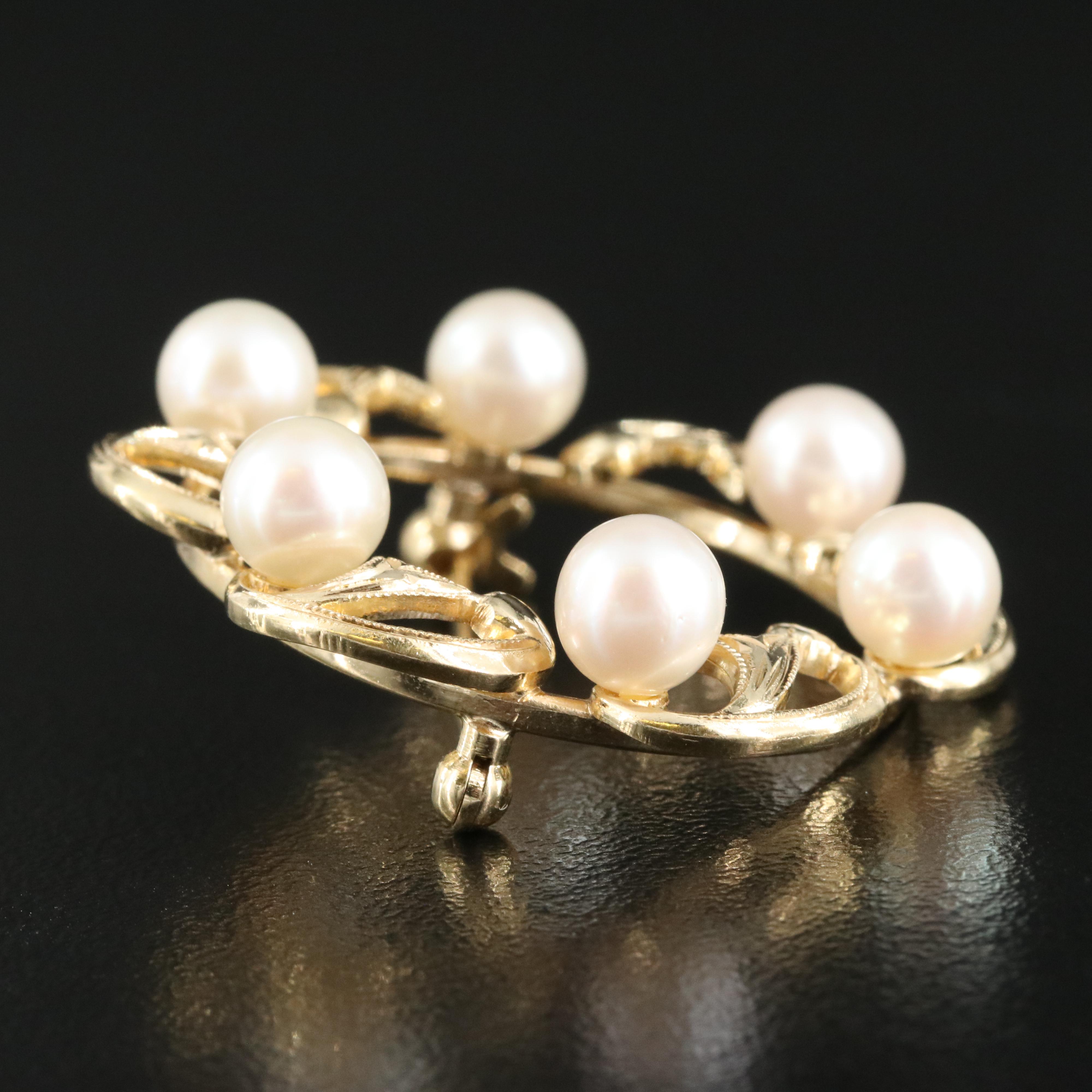 Mikimoto 14K Pearl Circle Pin