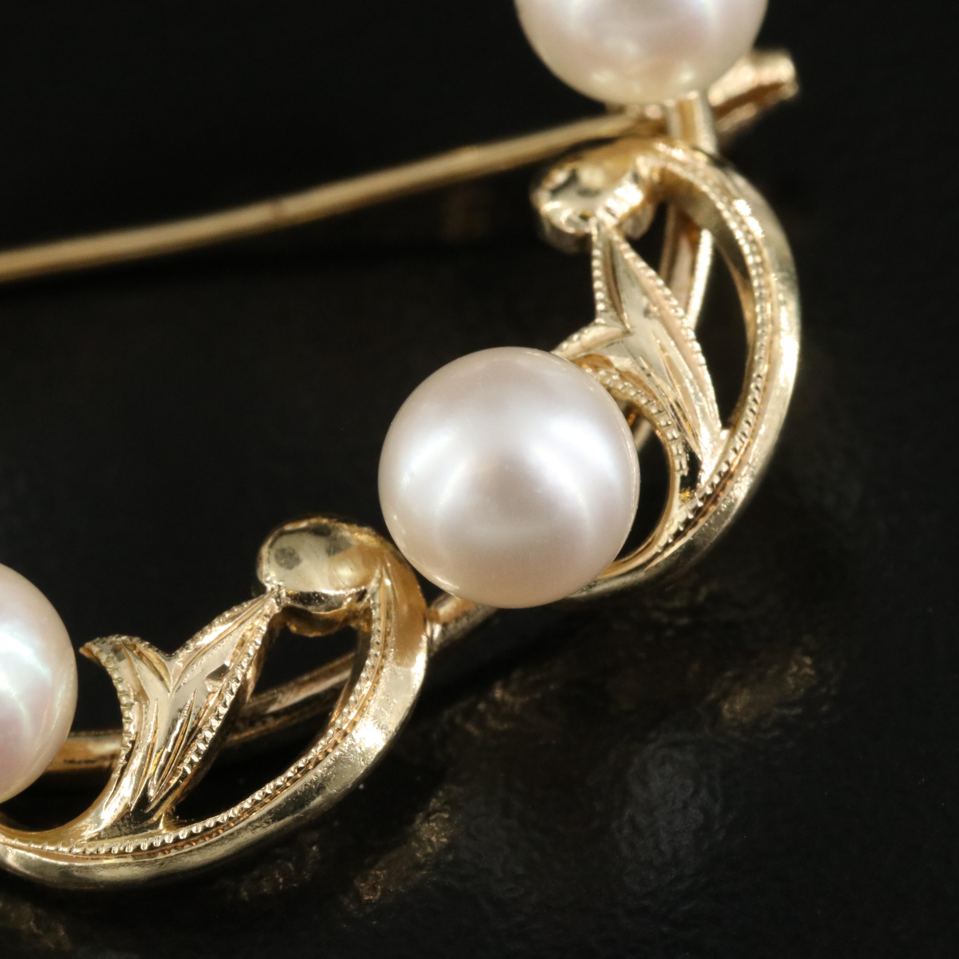 Mikimoto 14K Pearl Circle Pin