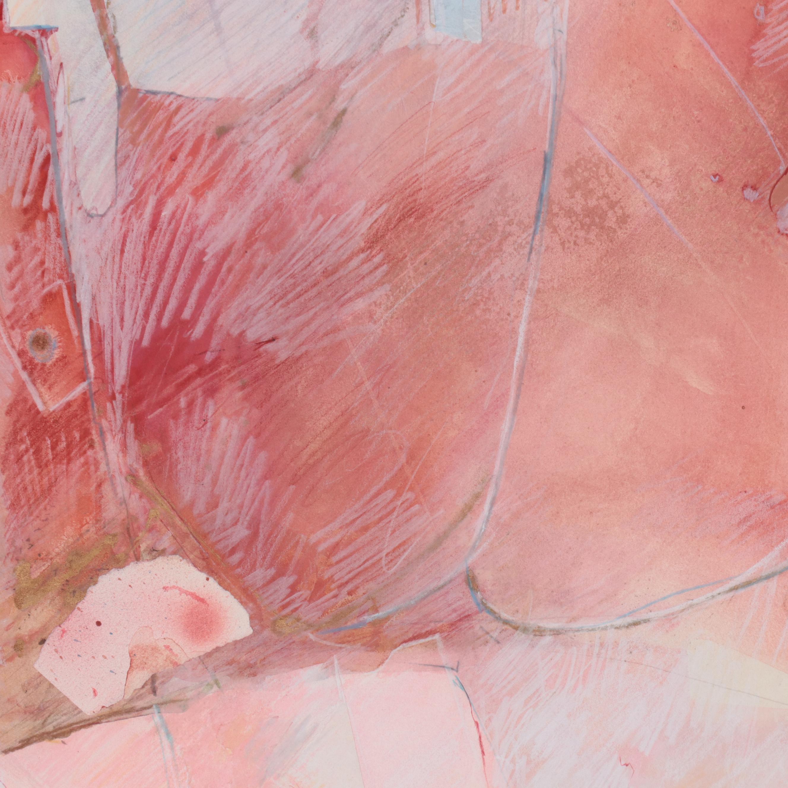 Leslie Emery Mixed Media Monoprint "Red Rose"