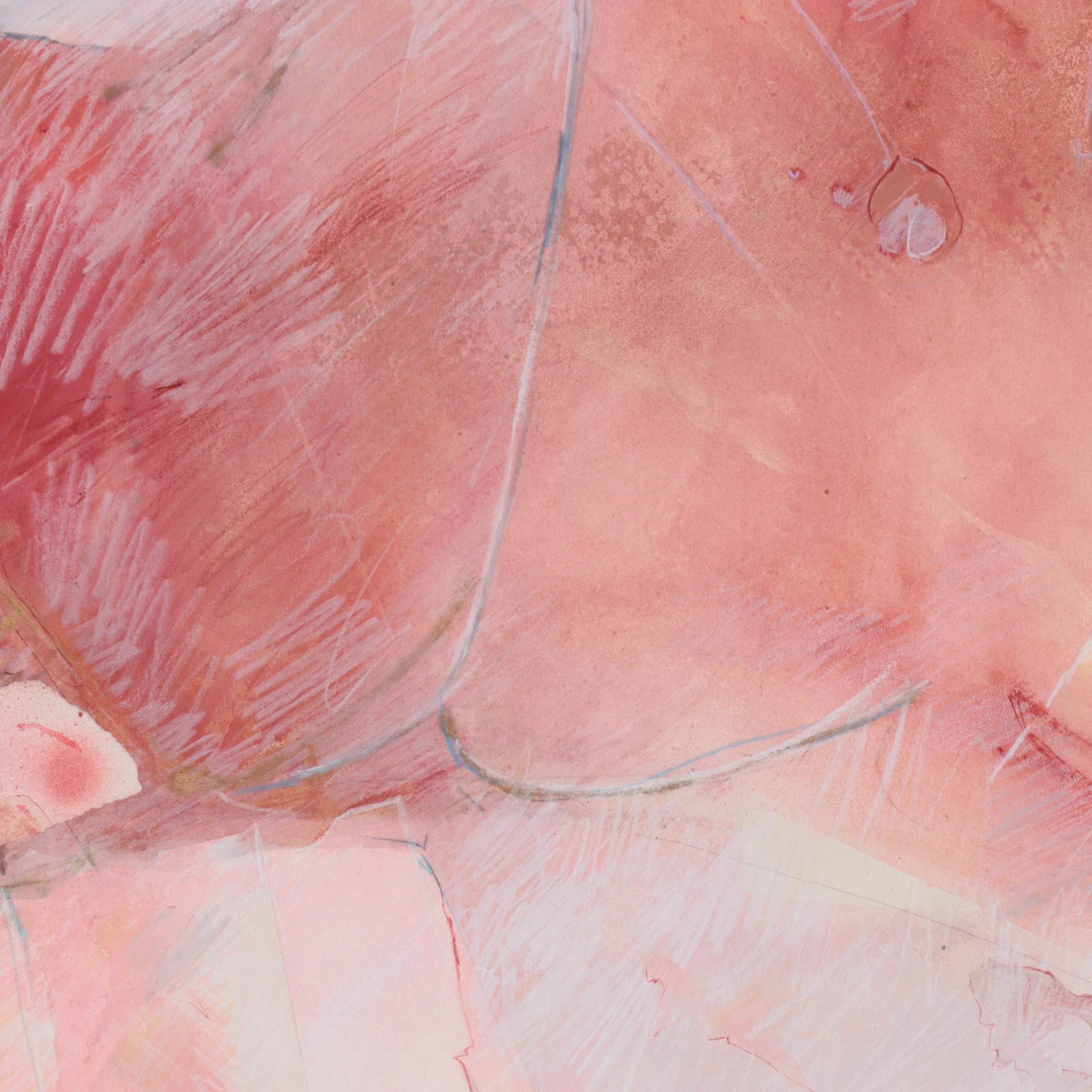 Leslie Emery Mixed Media Monoprint "Red Rose"