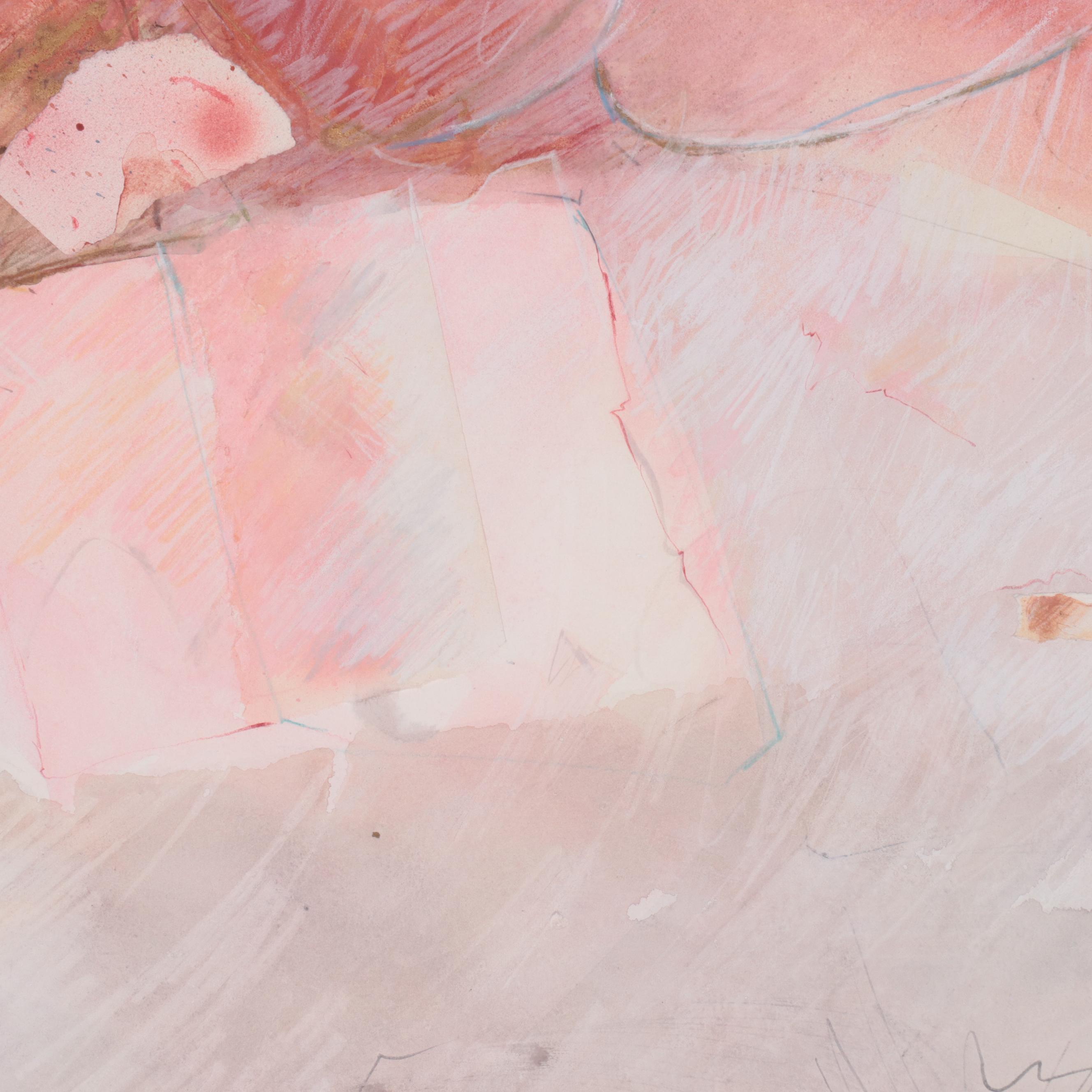 Leslie Emery Mixed Media Monoprint "Red Rose"