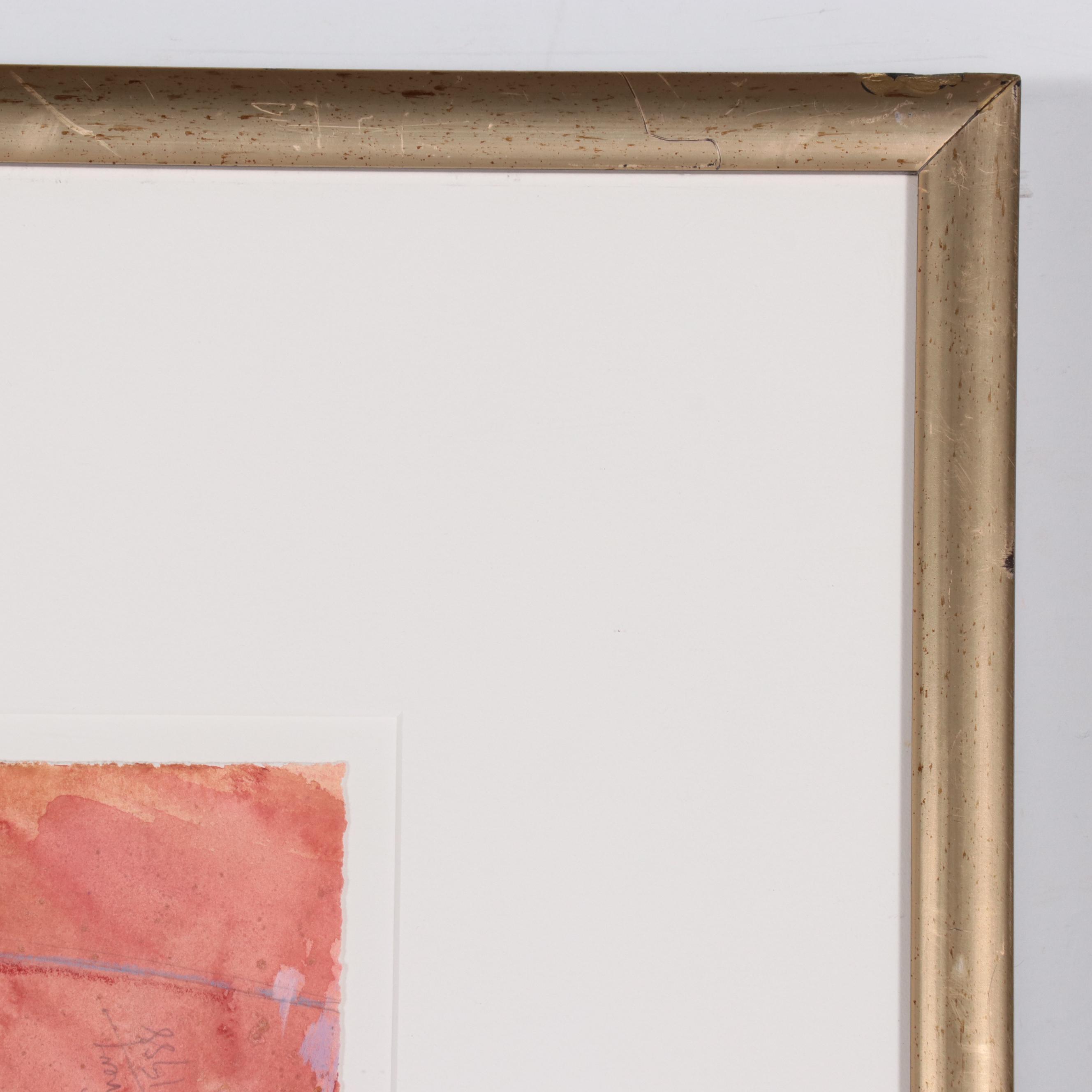 Leslie Emery Mixed Media Monoprint "Red Rose"