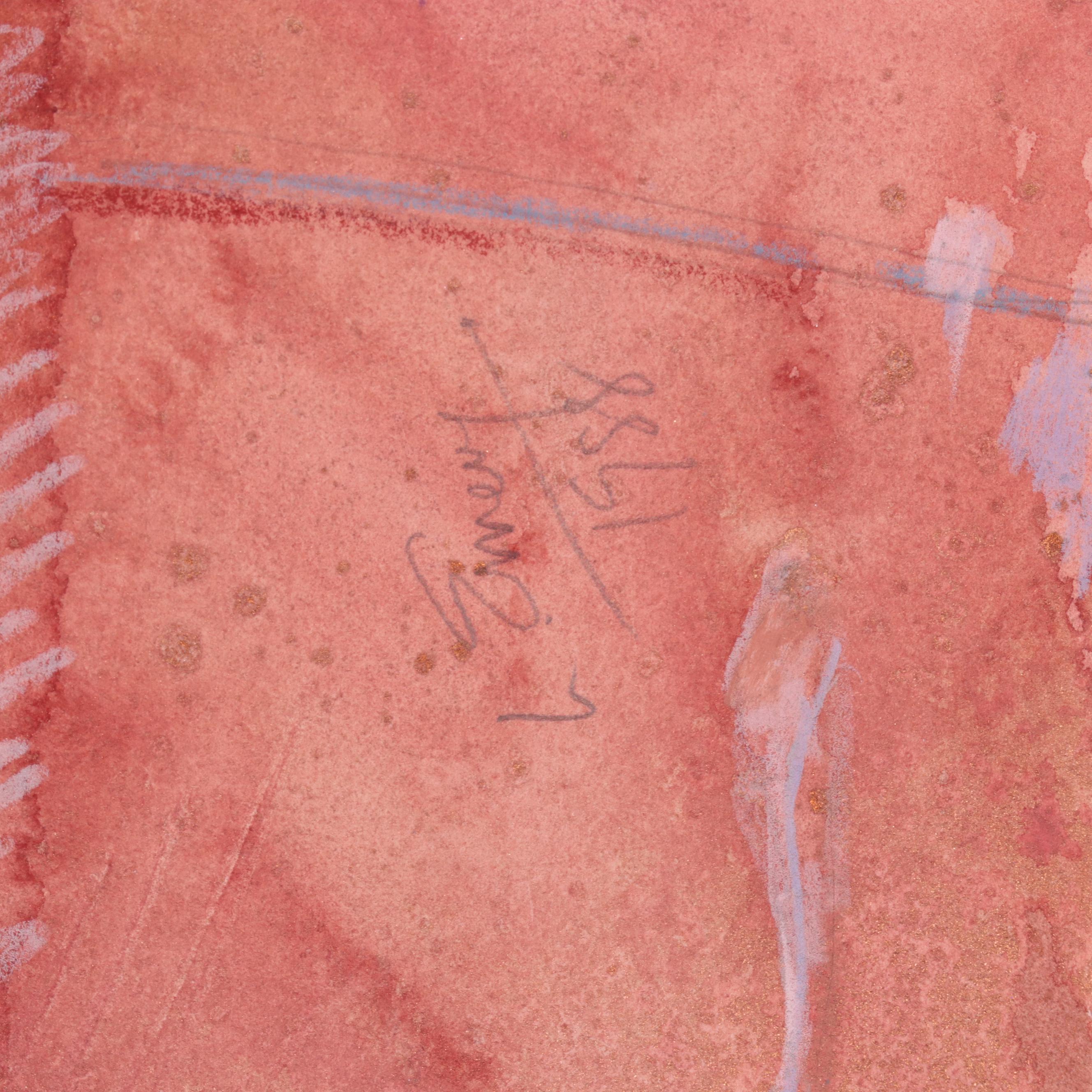 Leslie Emery Mixed Media Monoprint "Red Rose"