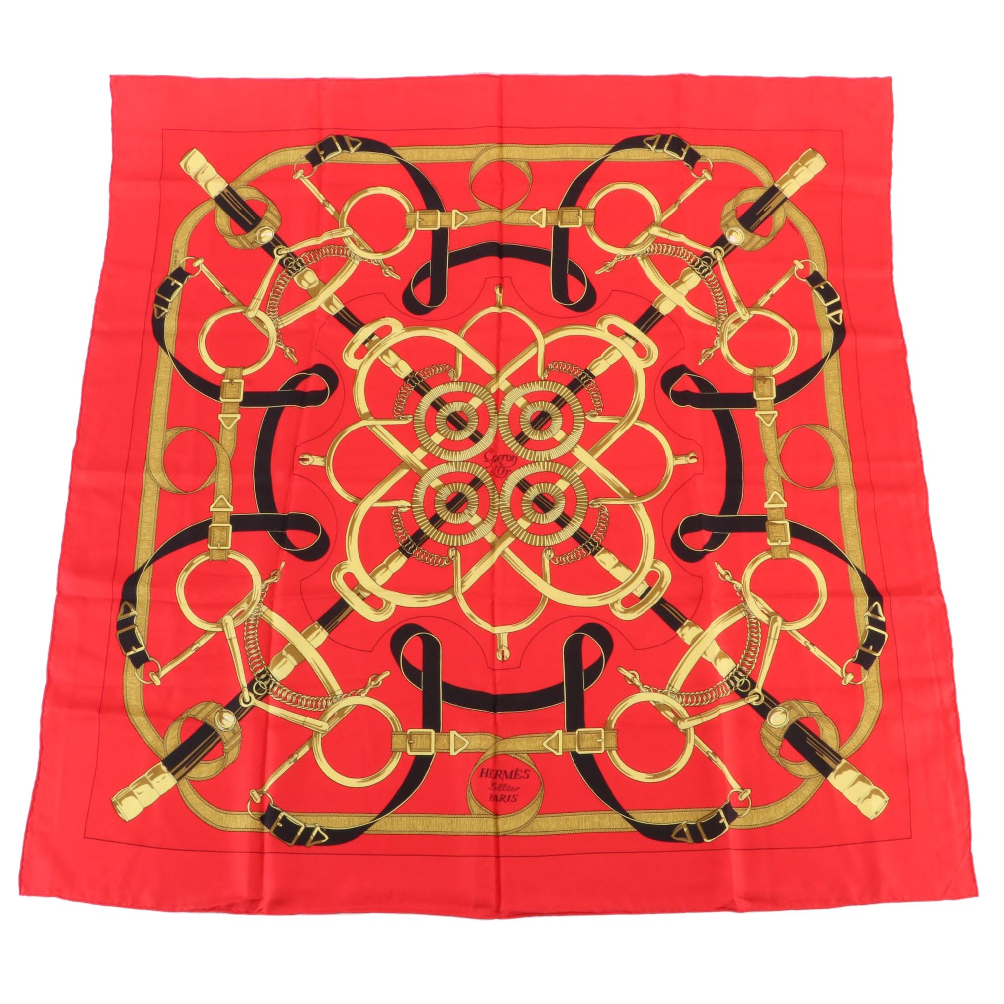 Hermès "Eperon d'Or" Scarf 90 in Silk Twill