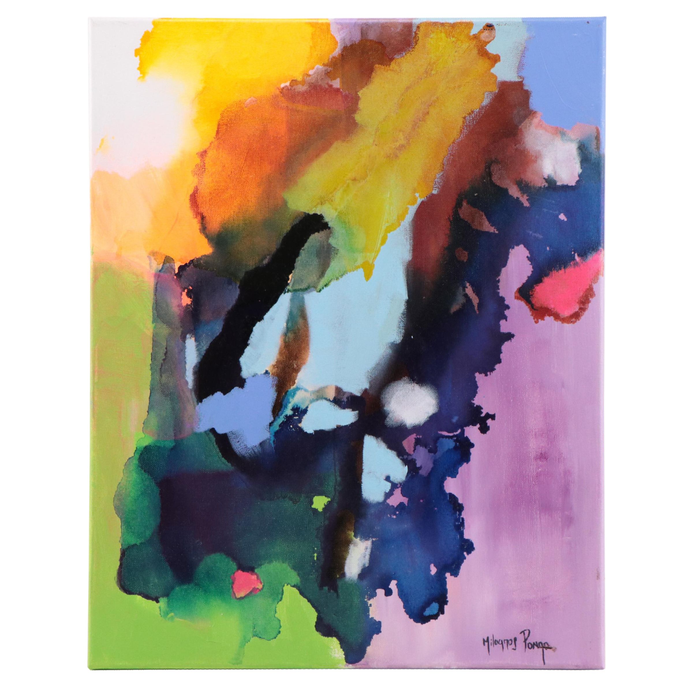 Milagros Pongo Abstract Mixed Media Painting "Goop"