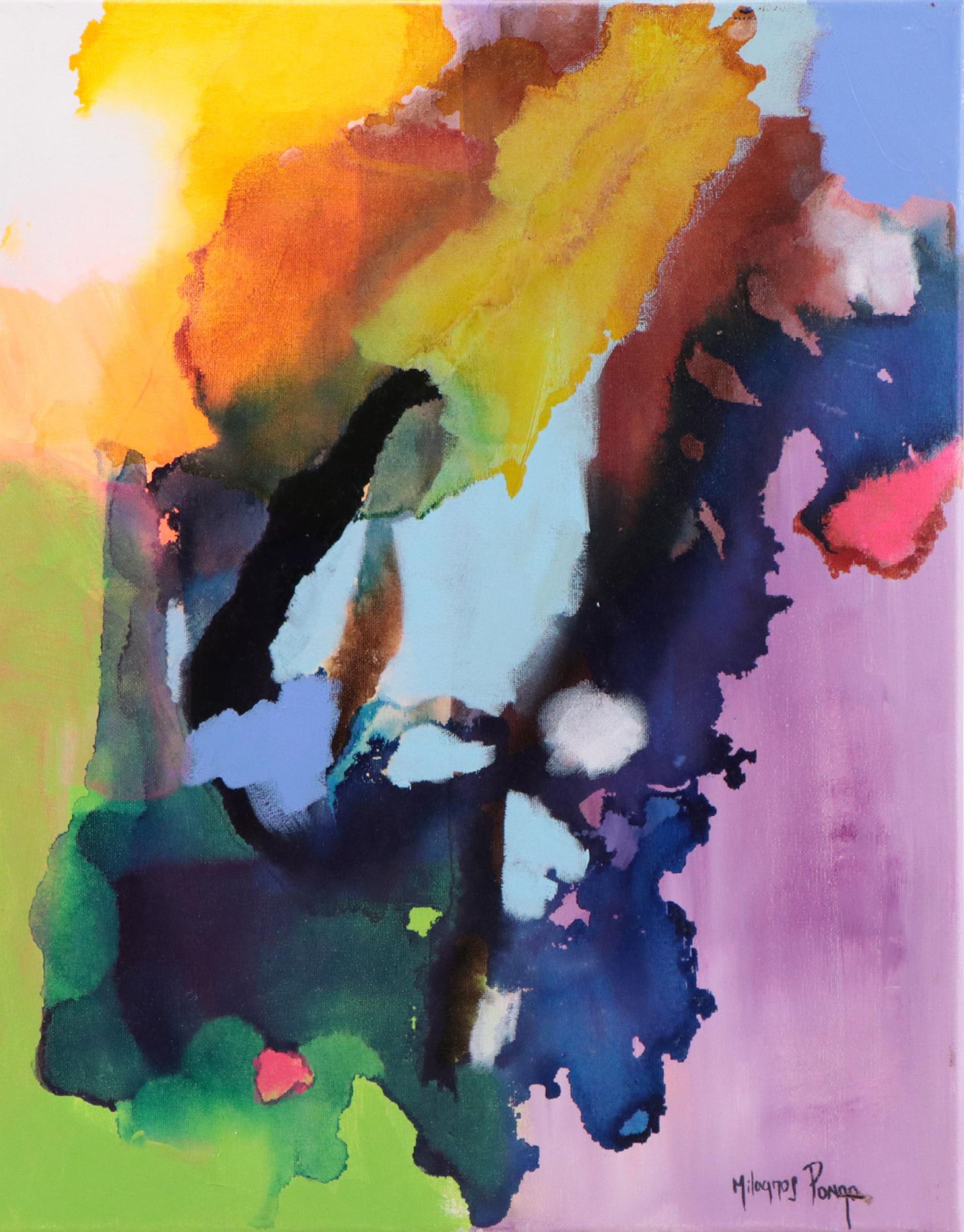 Milagros Pongo Abstract Mixed Media Painting "Goop"