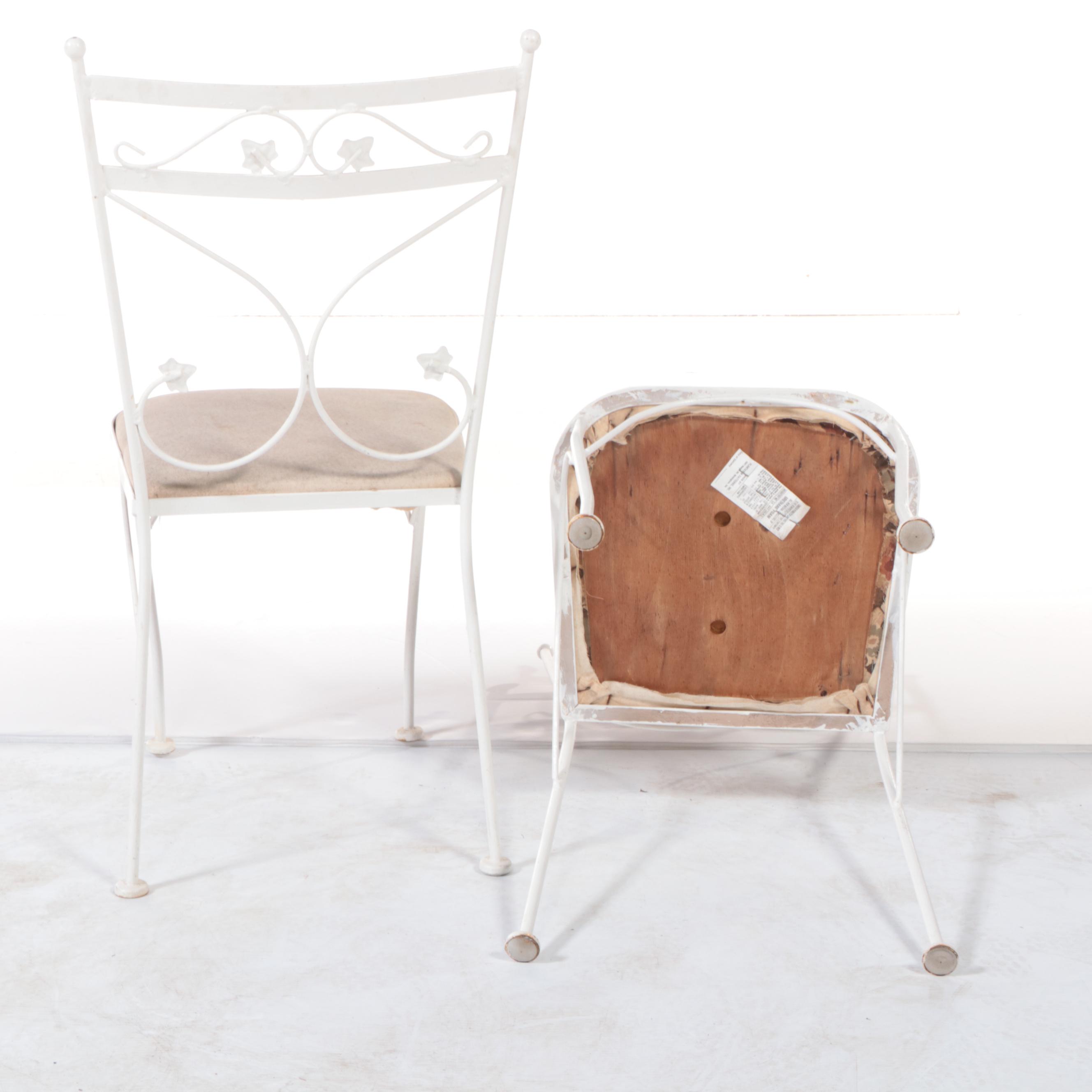 Three-Piece White-Painted Iron Patio Bistro Set, Incl. Plantation Patterns