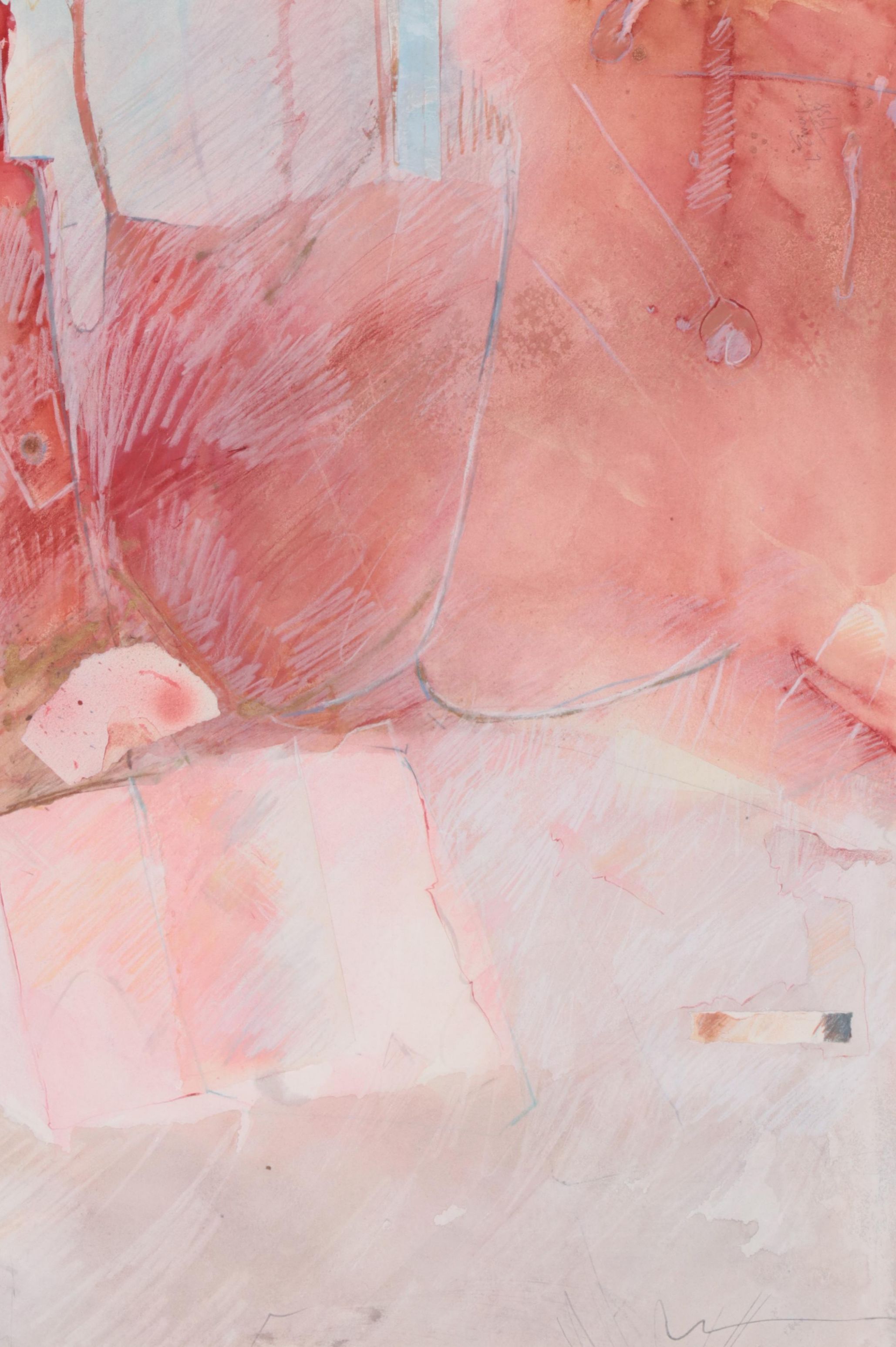 Leslie Emery Mixed Media Monoprint "Red Rose"