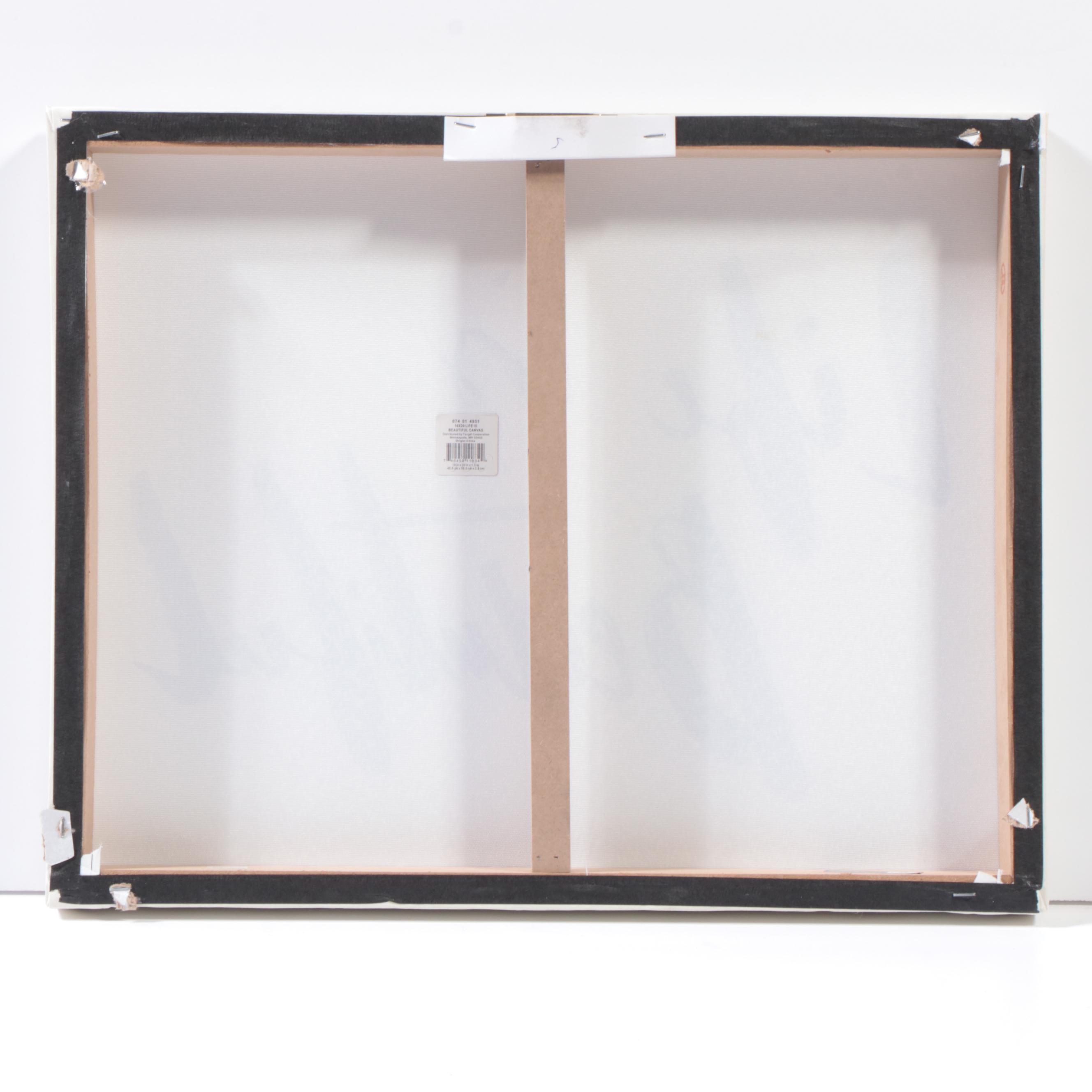 Threshold Routed Wood Wall Shelf with "Life is Beautiful" Print and Wall Décor