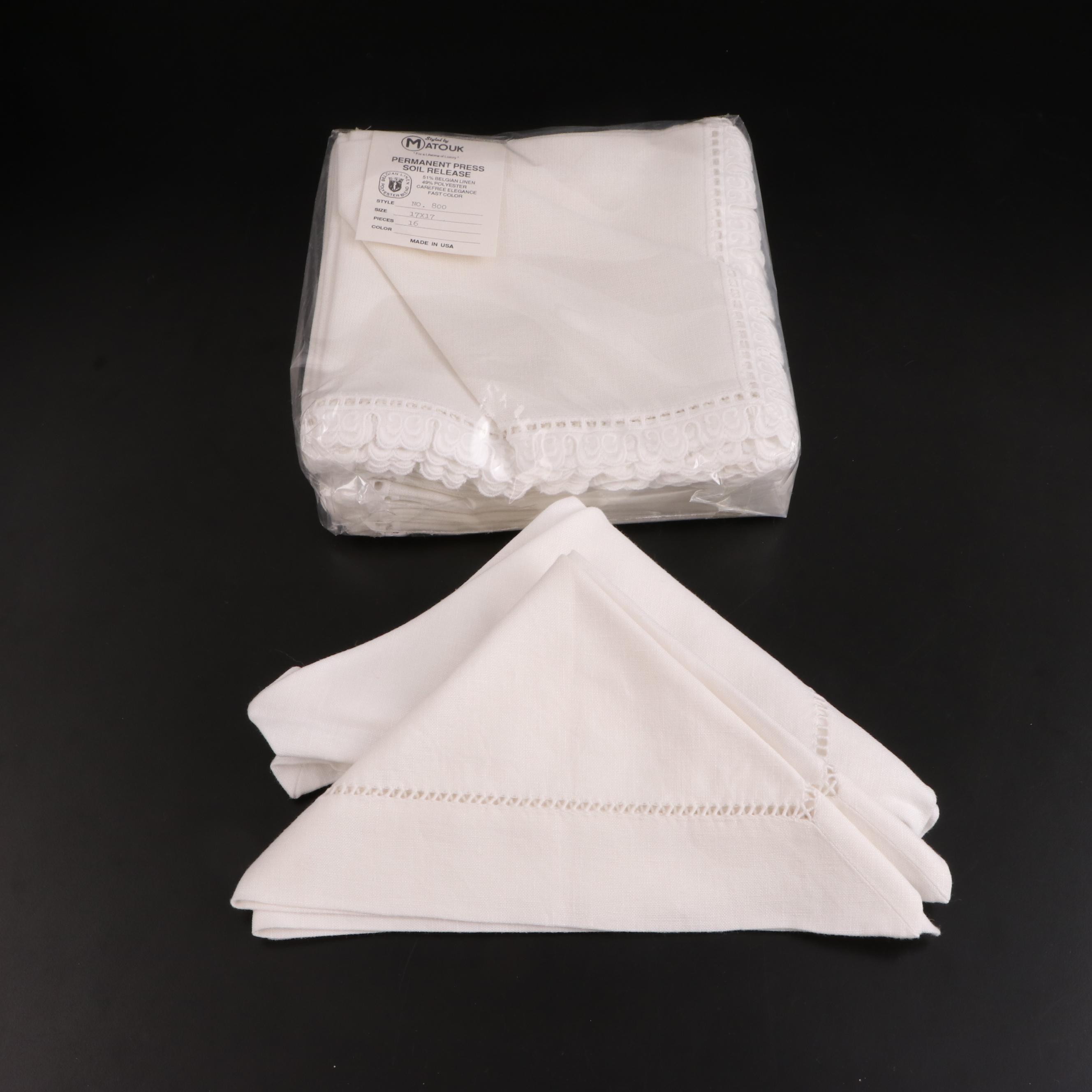 Matouk Belgian Linen and Polyester Napkins, Other Appliqué and Vintage Napkins